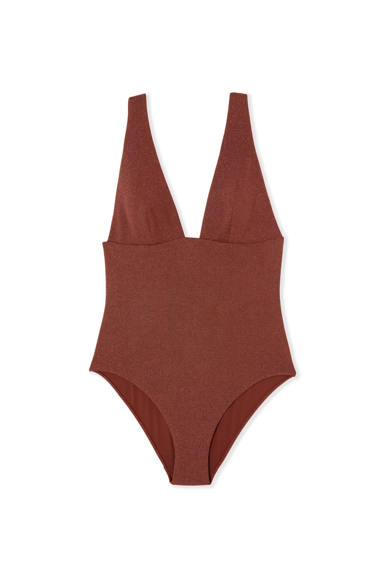 ETAM Swahili Sparkling One-Piece Swimsuit with Removable Pads – Brown