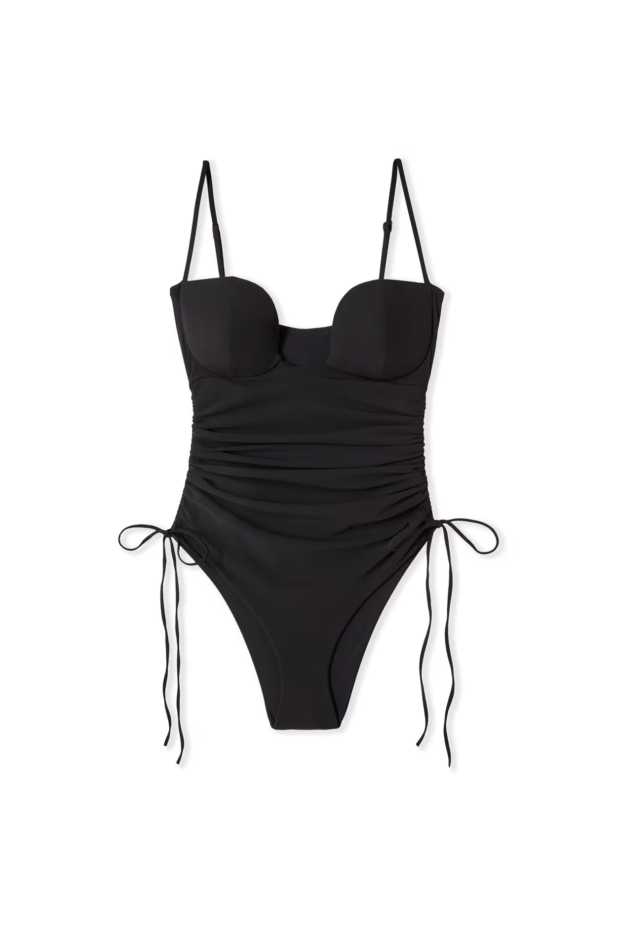 ETAM x Nensi Dojaka One-Piece Swimsuit with Adjustable Bows – Black