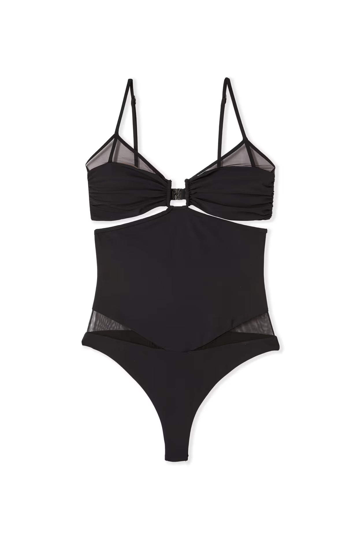 ETAM x Nensi Dojaka Draped Cut-Out One-Piece Swimsuit – Black