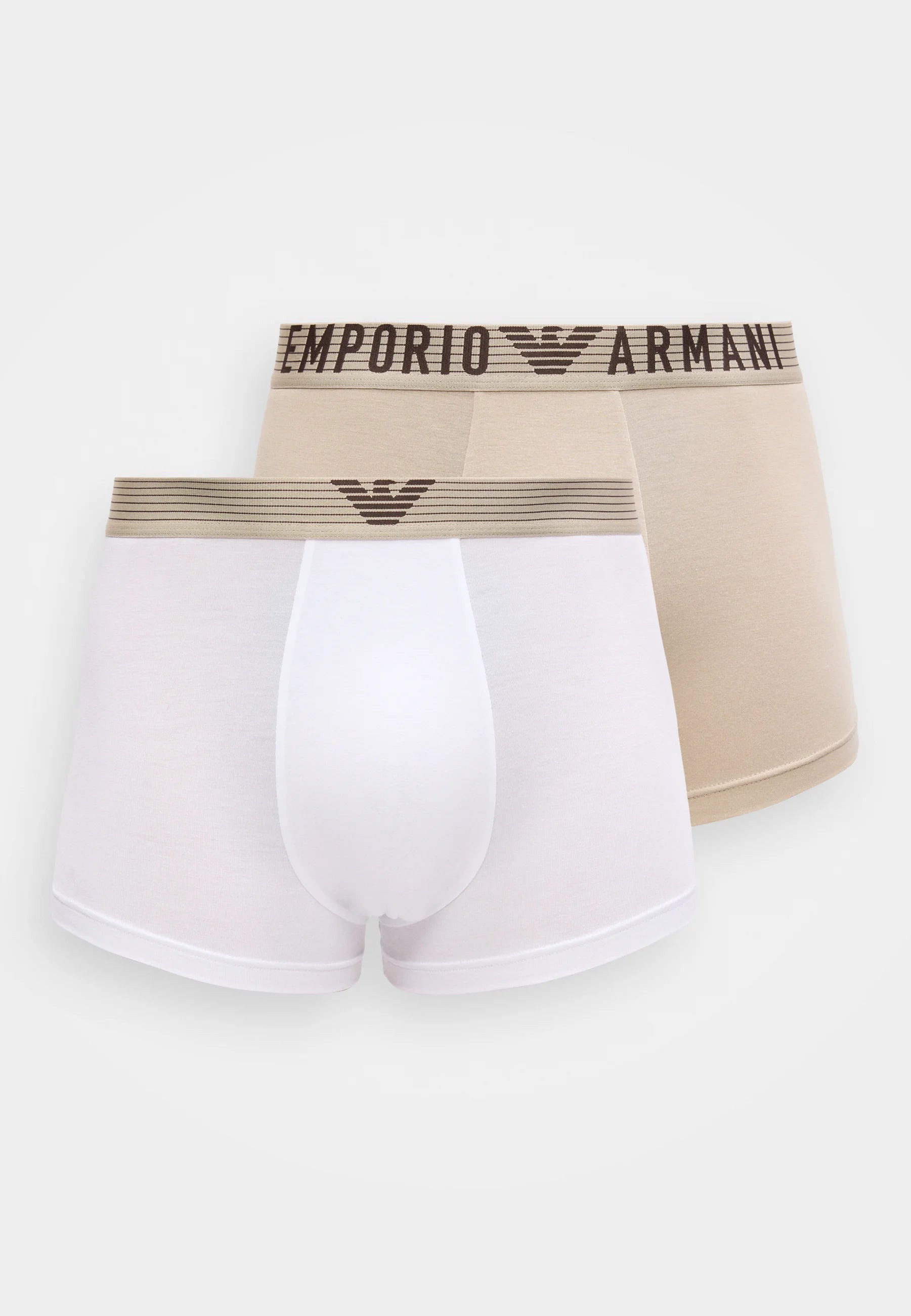 Emporio Armani Premium Stretch Trunks 2er-Pack – Nuss, Weiß
