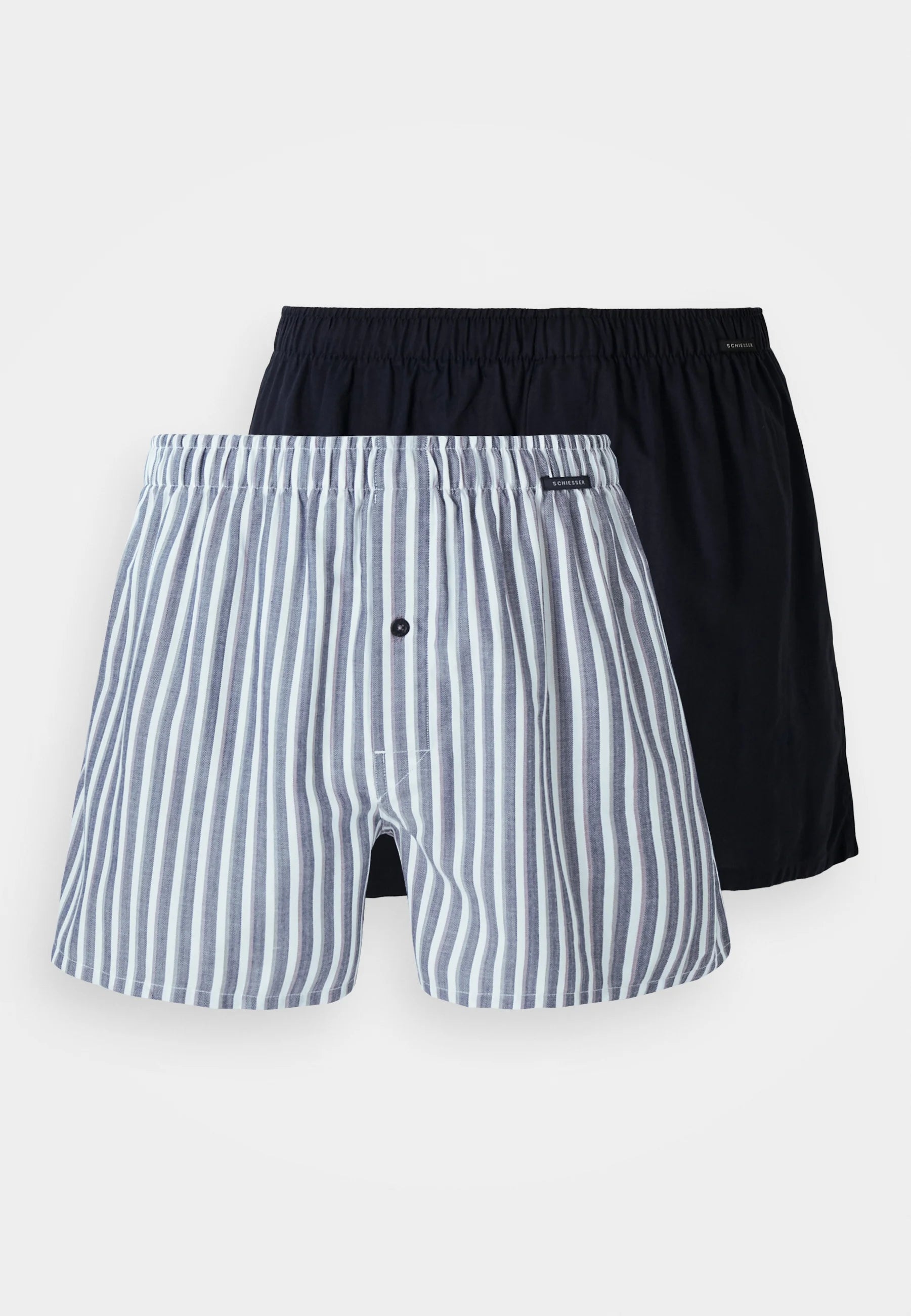 Klasické bavlněné boxerky Schiesser 2 Pack – tmavě modré, světle šedé