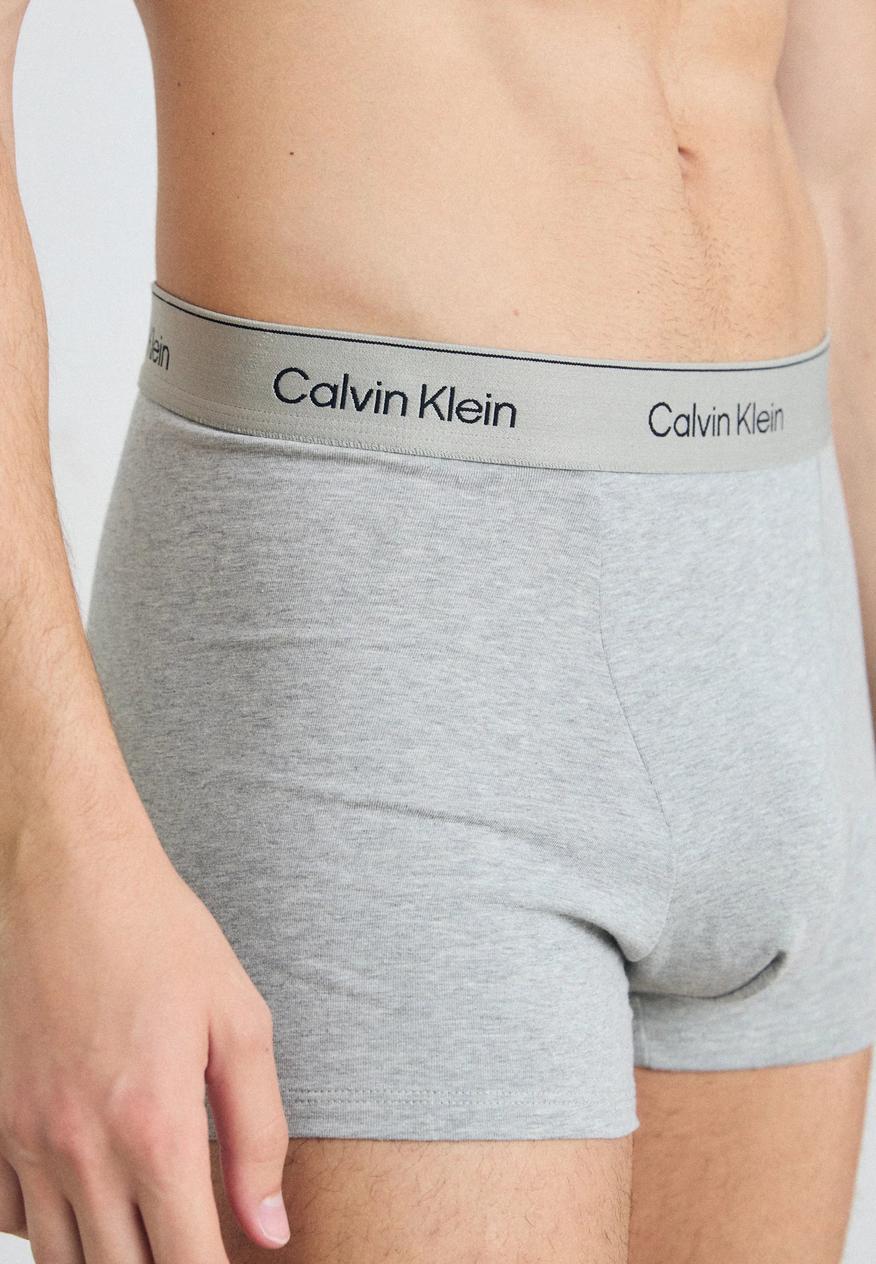 Calvin Klein Icon Cotton Stretch Relaxed Fit Trunks – 3 Pack – Capri Rose, Grey Heather, Antique Moss