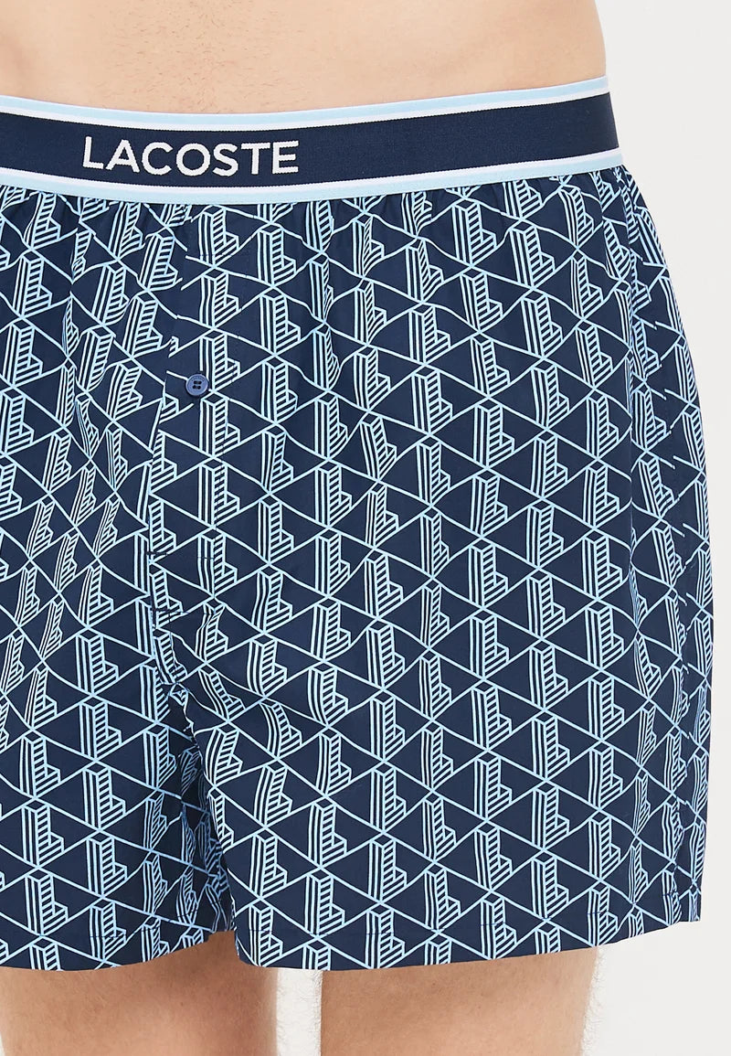 Lacoste 3 Pack Loose Cotton Boxer Shorts – Navy, Blue, Overview