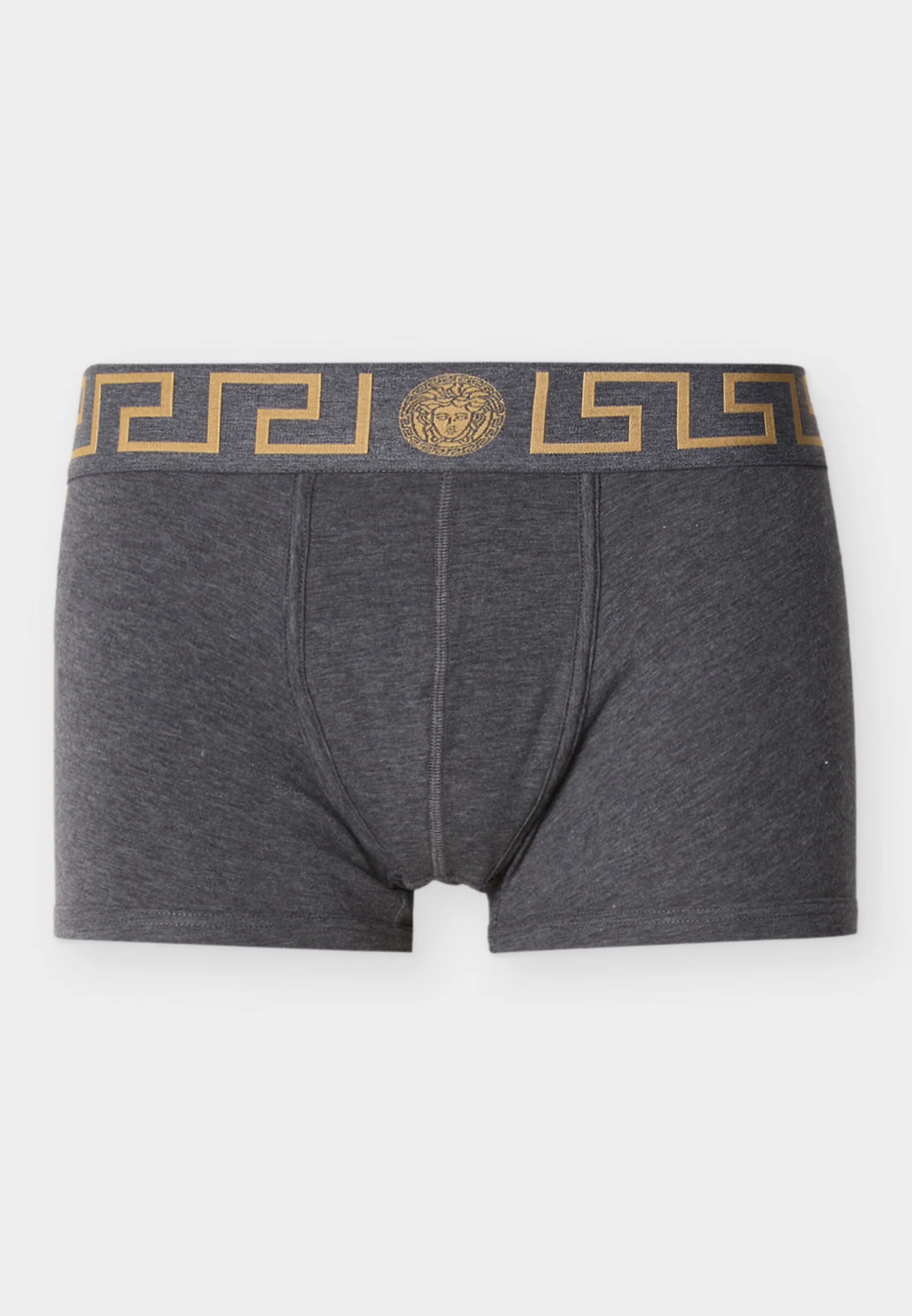 Versace Cotton Stretch Low Rise Trunks – Grey, Gold-Coloured