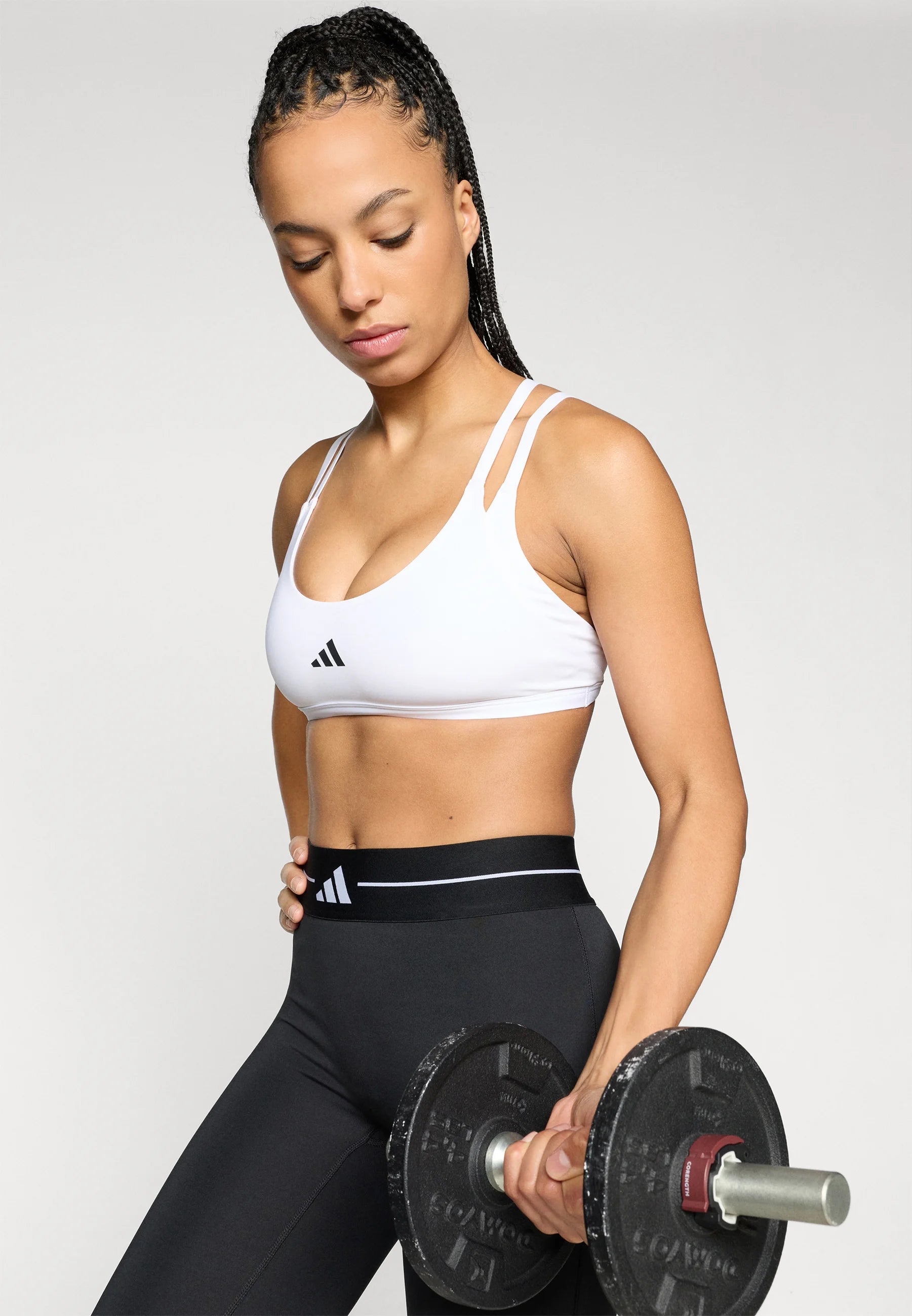 Soutien-gorge de maintien léger à bretelles Adidas Performance Optime Workout - Blanc