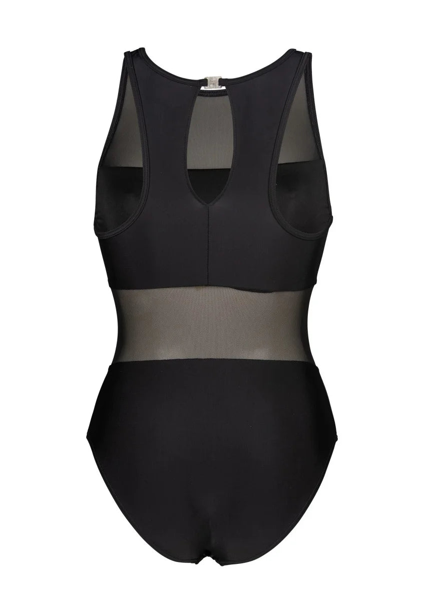 Arena Mesh Panels Vent Back One-Piece Swimsuit – Black