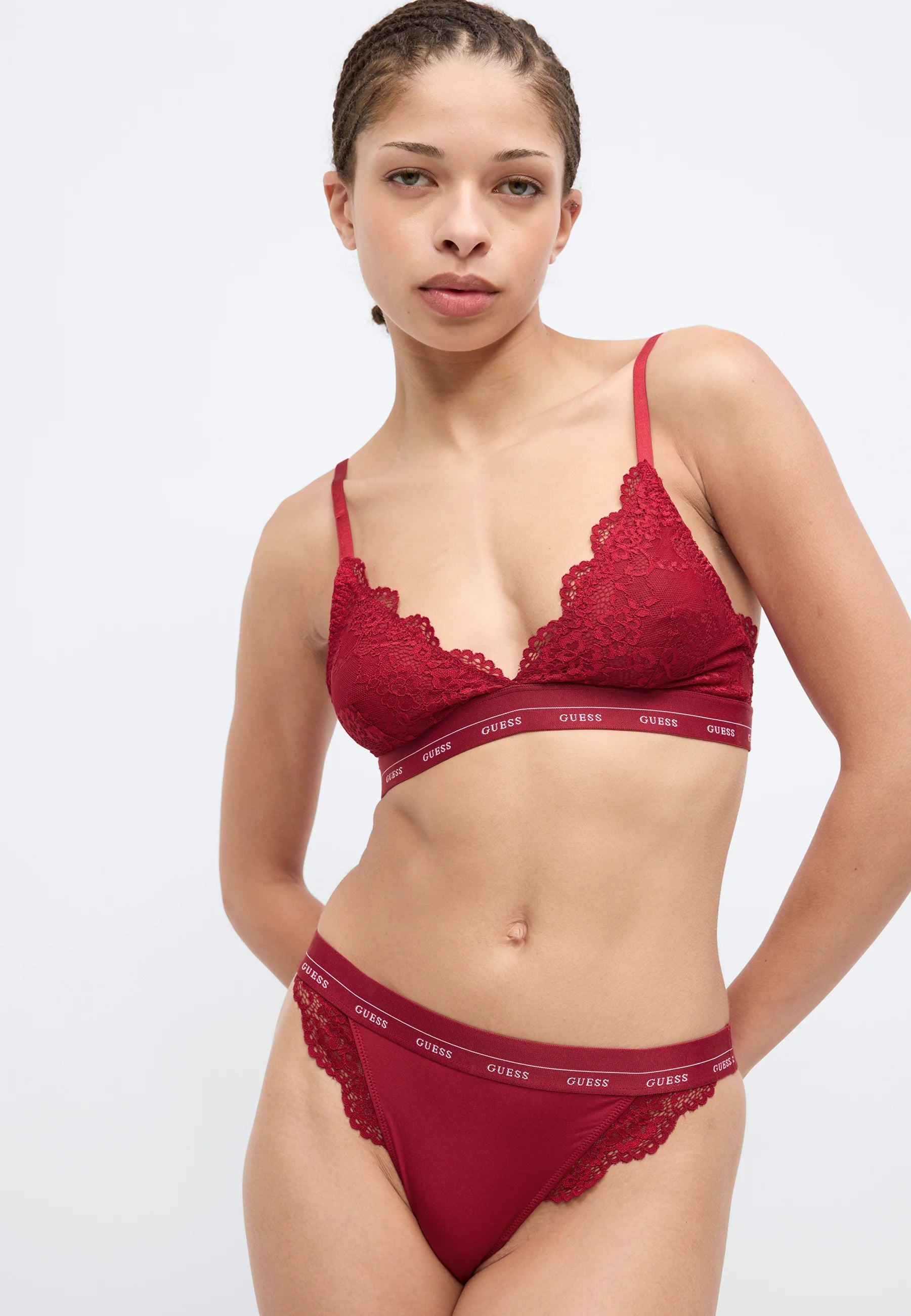 Guess Jane Lace Brazilian Briefs – Siren Red