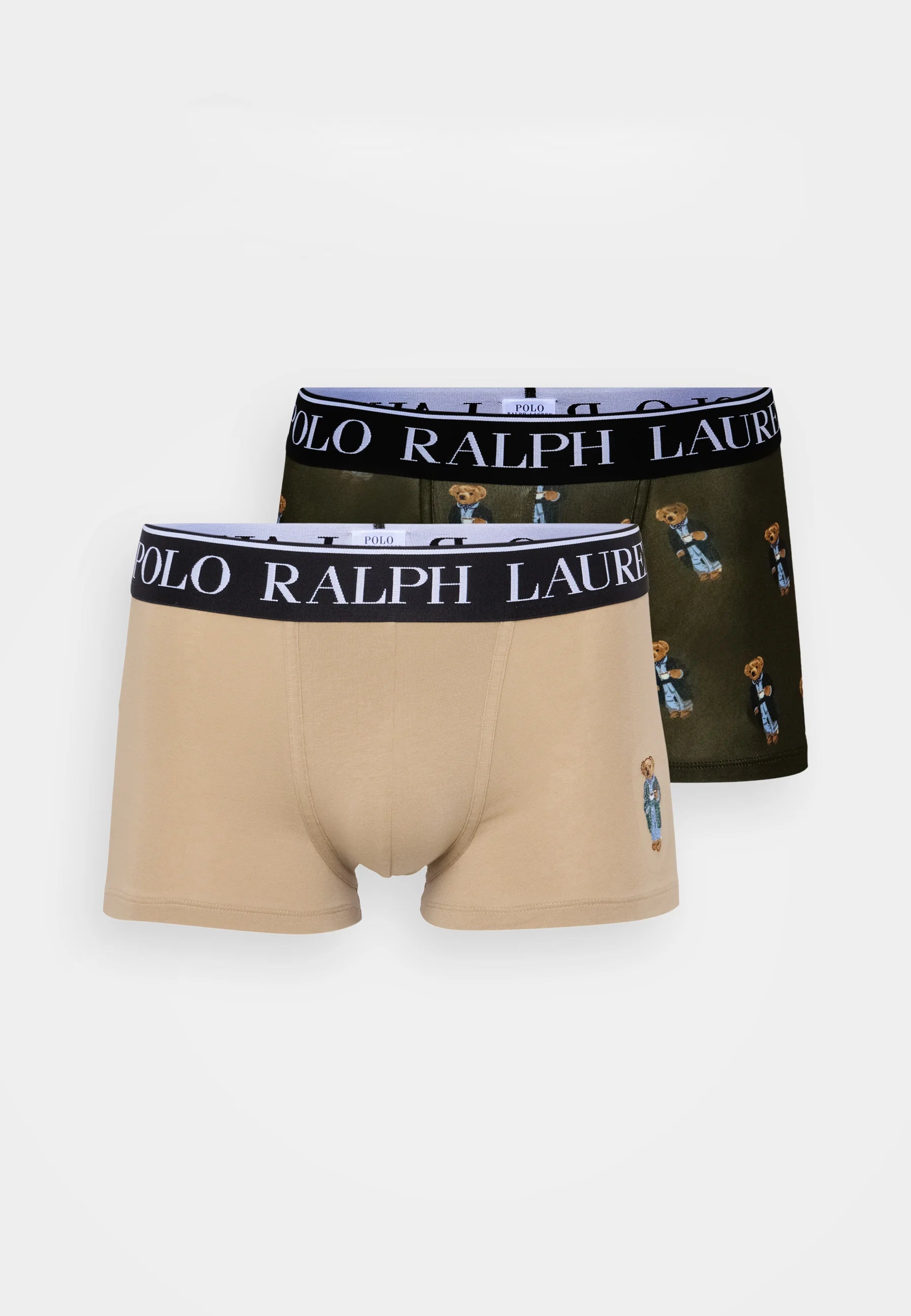 Boxer Polo Ralph Lauren in cotone elasticizzato – Vita bassa – Confezione da 2 – Kaki, Armadillo