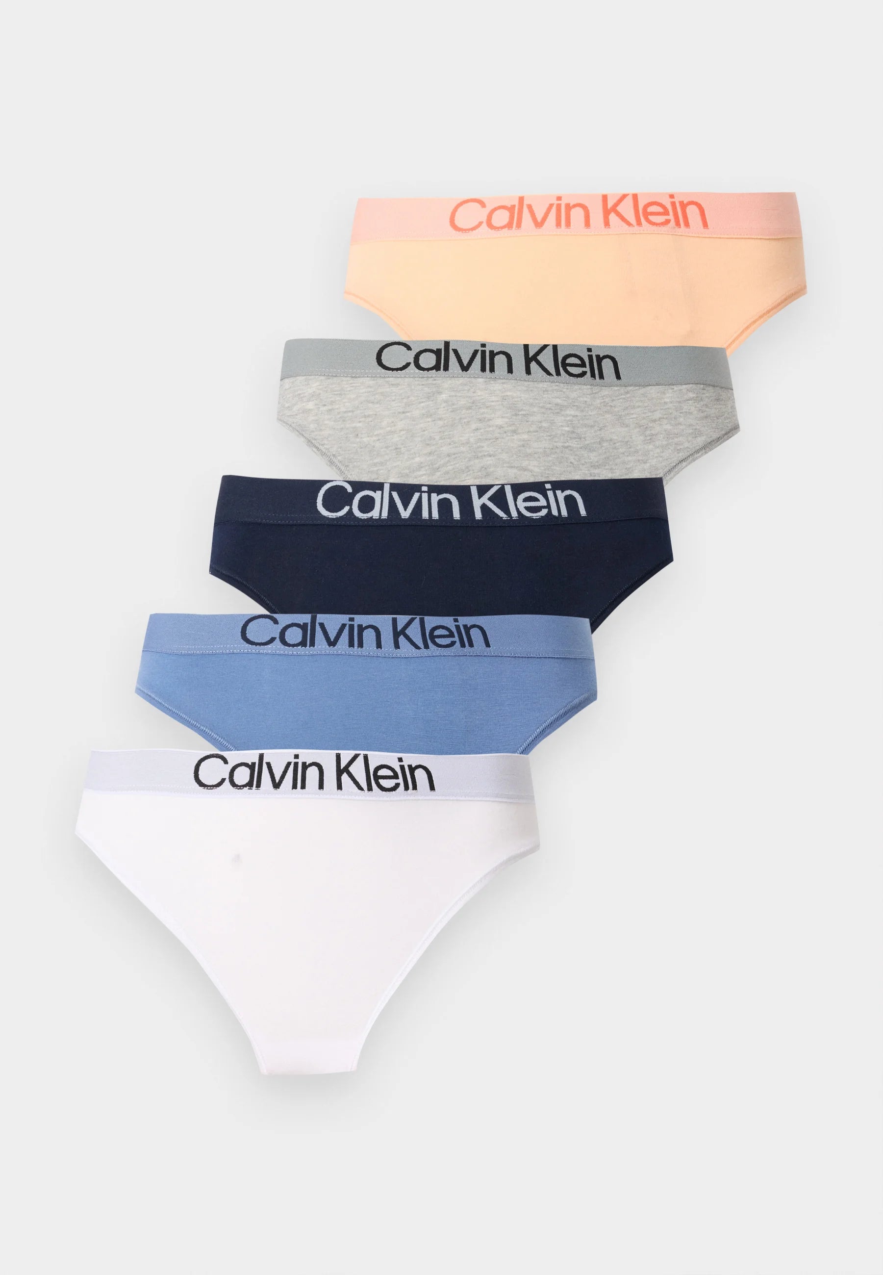 Calvin Klein Extra Soft 5-Pack Thongs – Shoreline, White, Grey, Blue