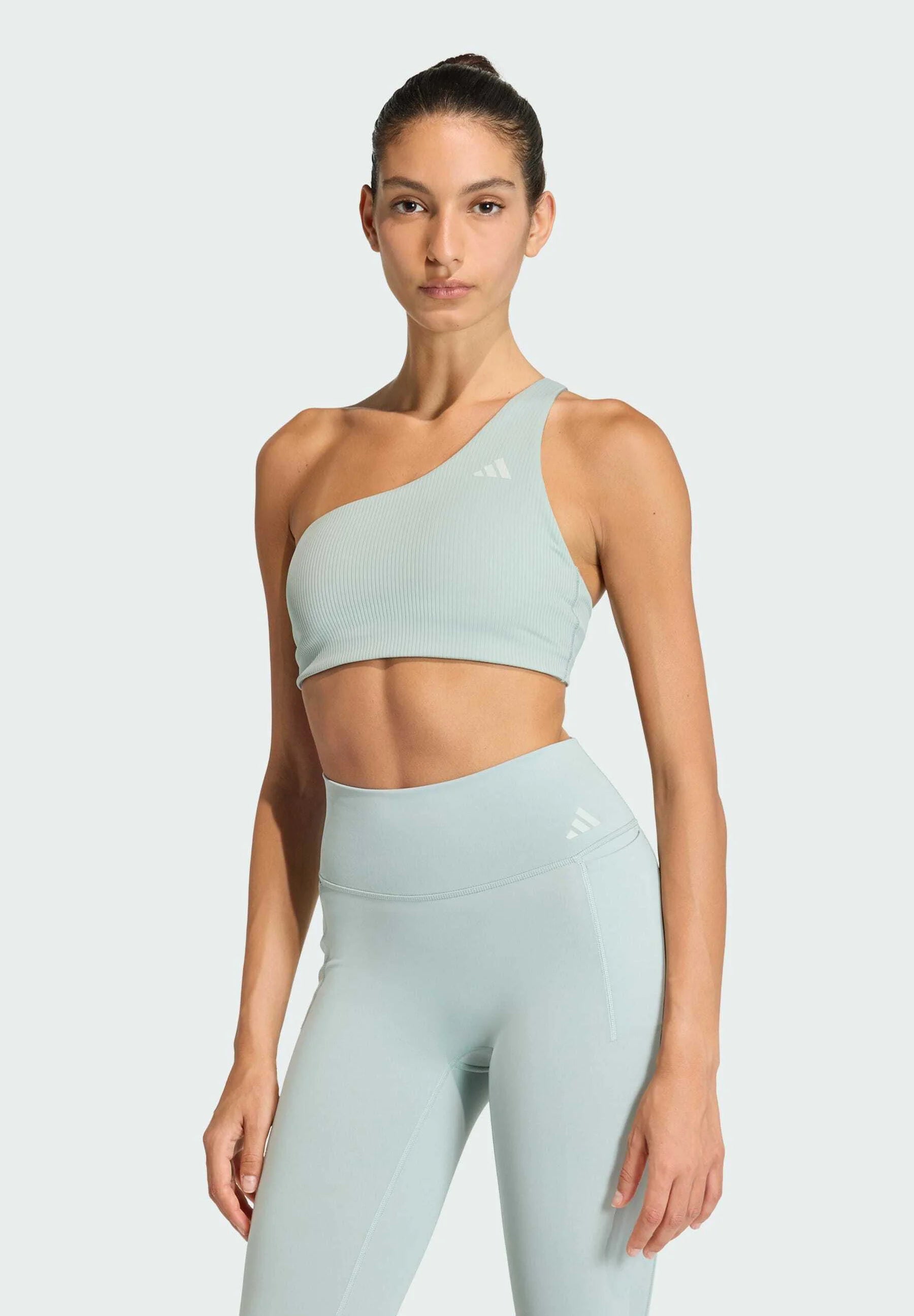 Adidas Performance Optime Workout Rib One Shoulder Light Support Bra – Sage