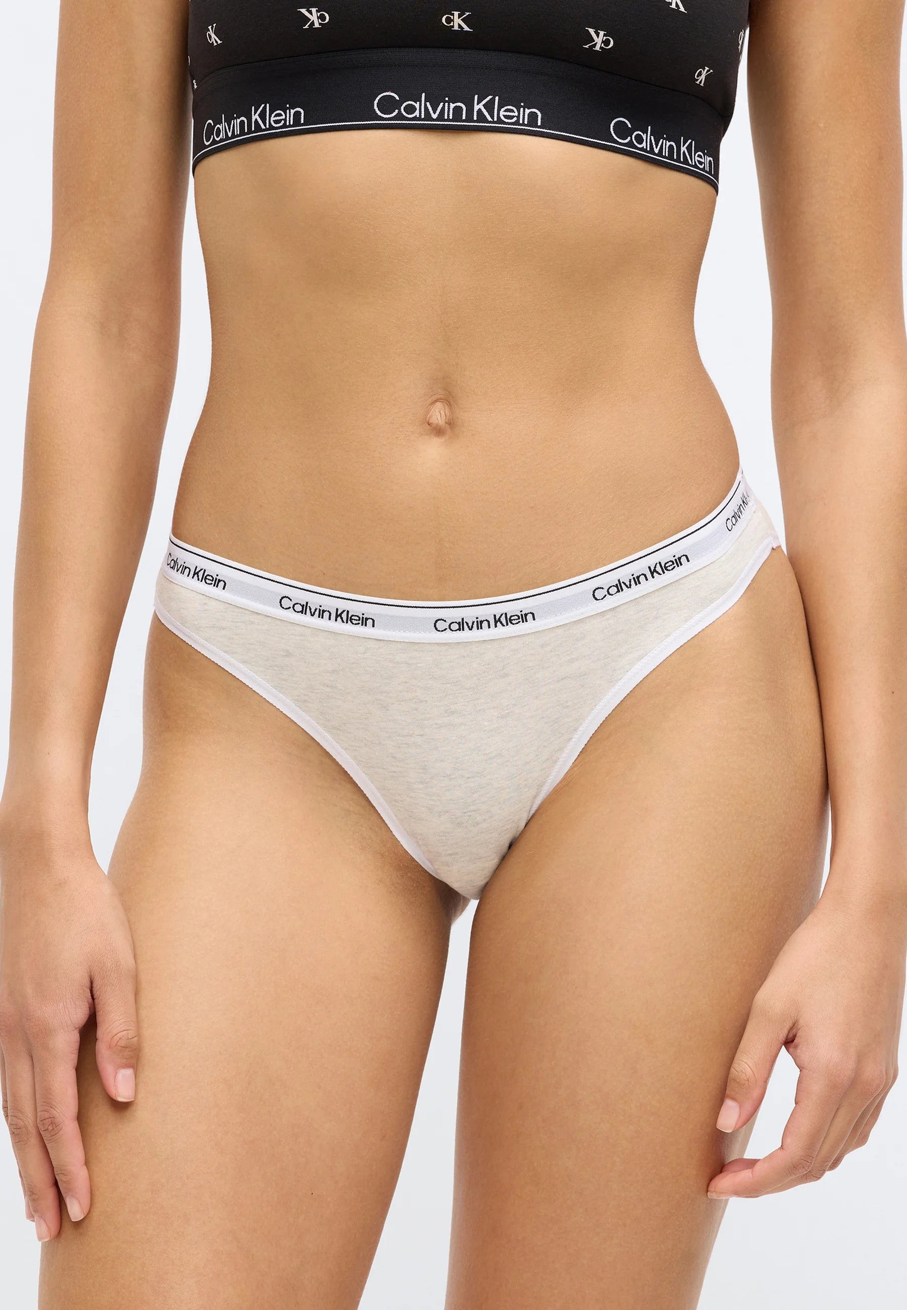 Calvin Klein Icon Logo Slips – 5er-Pack, Schwarz, Snow Heather