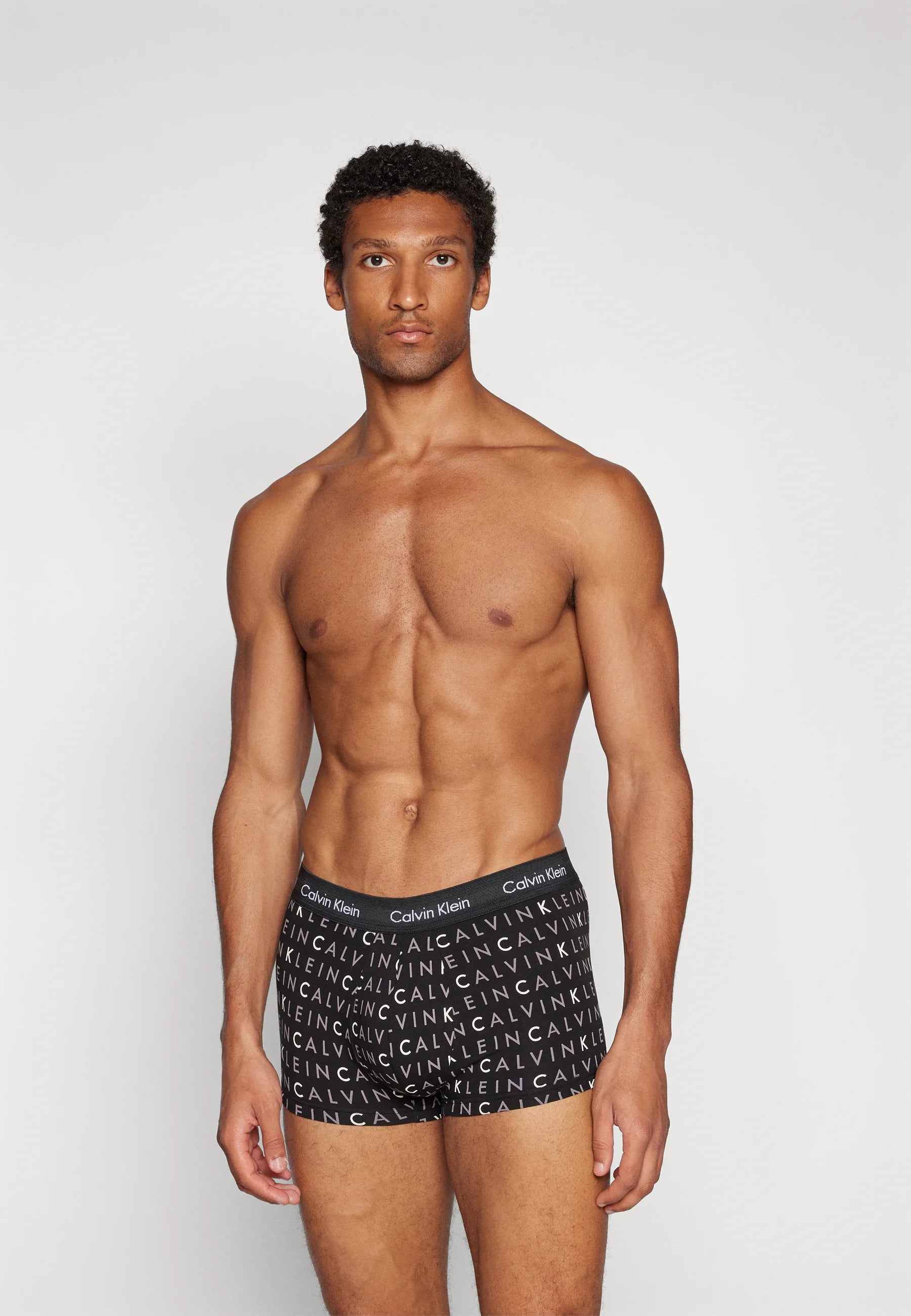 Calvin Klein Cotton Stretch Trunks – 3 Pack – Black , Grey , Black with Logo Print