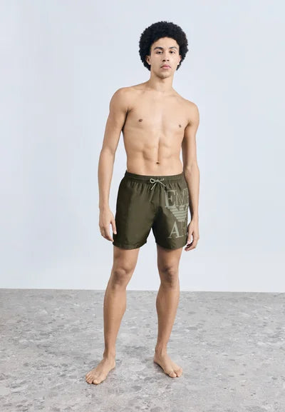 Emporio Armani EA7 Bold Logo Boxer-Badeshorts – Oliv