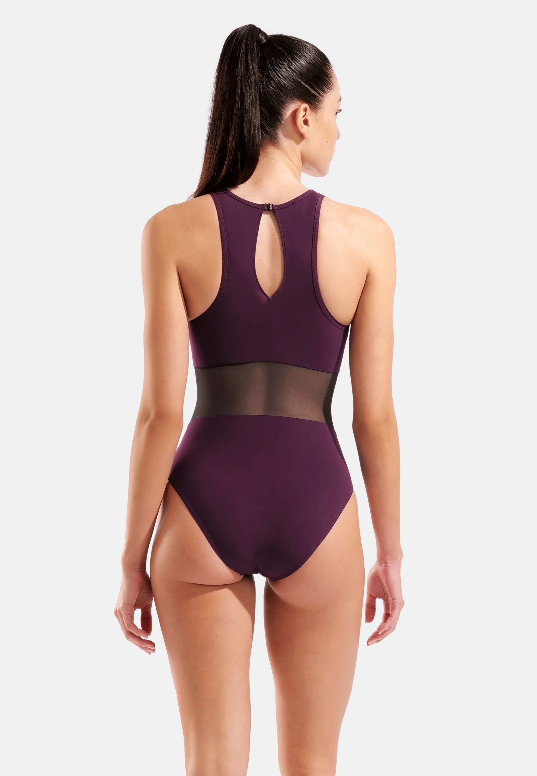 Arena Mesh Panels Vent Back One-Piece Swimsuit – Bordeaux