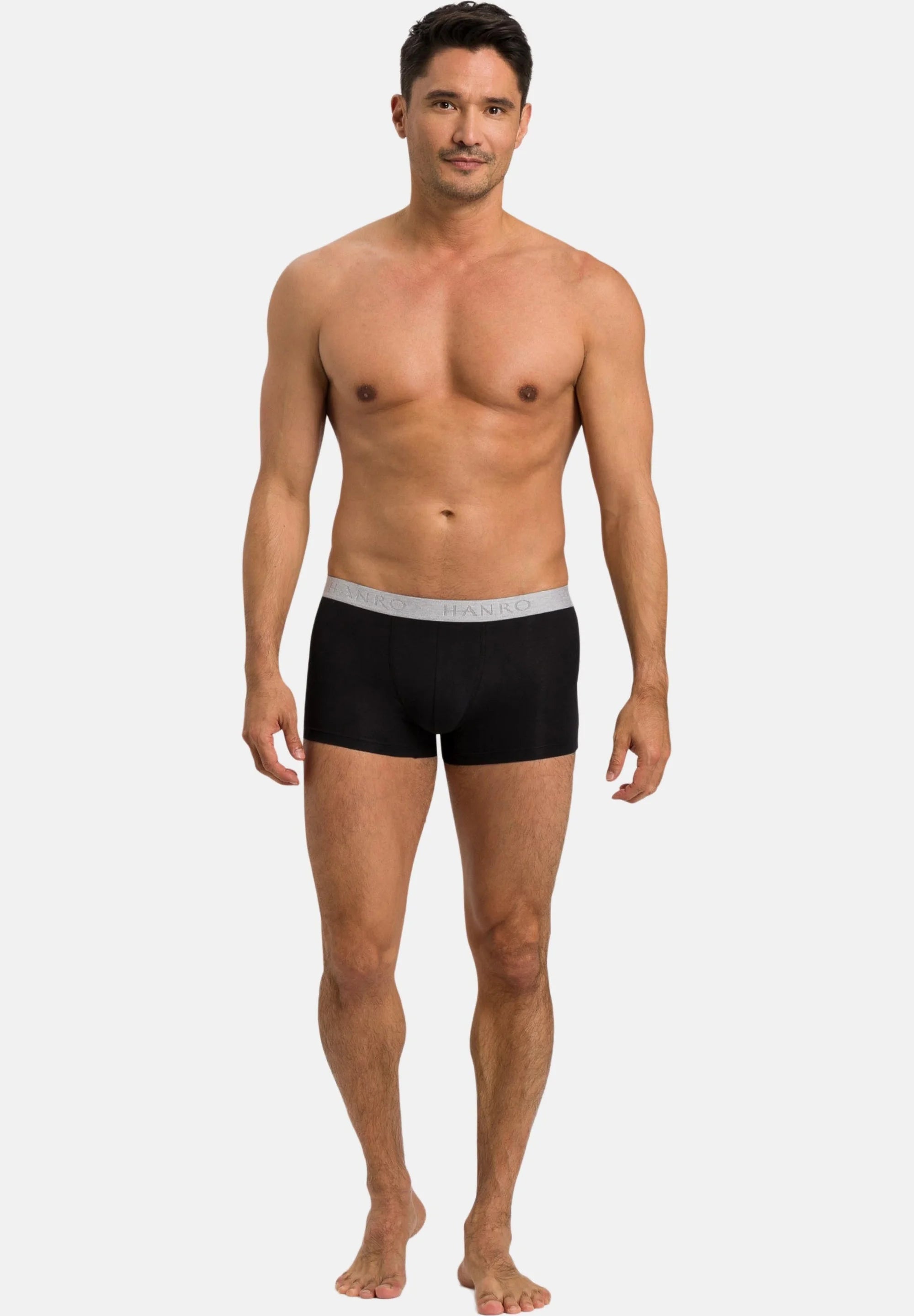 HANRO Lot de 4 boxers en coton stretch – Noir, Gris