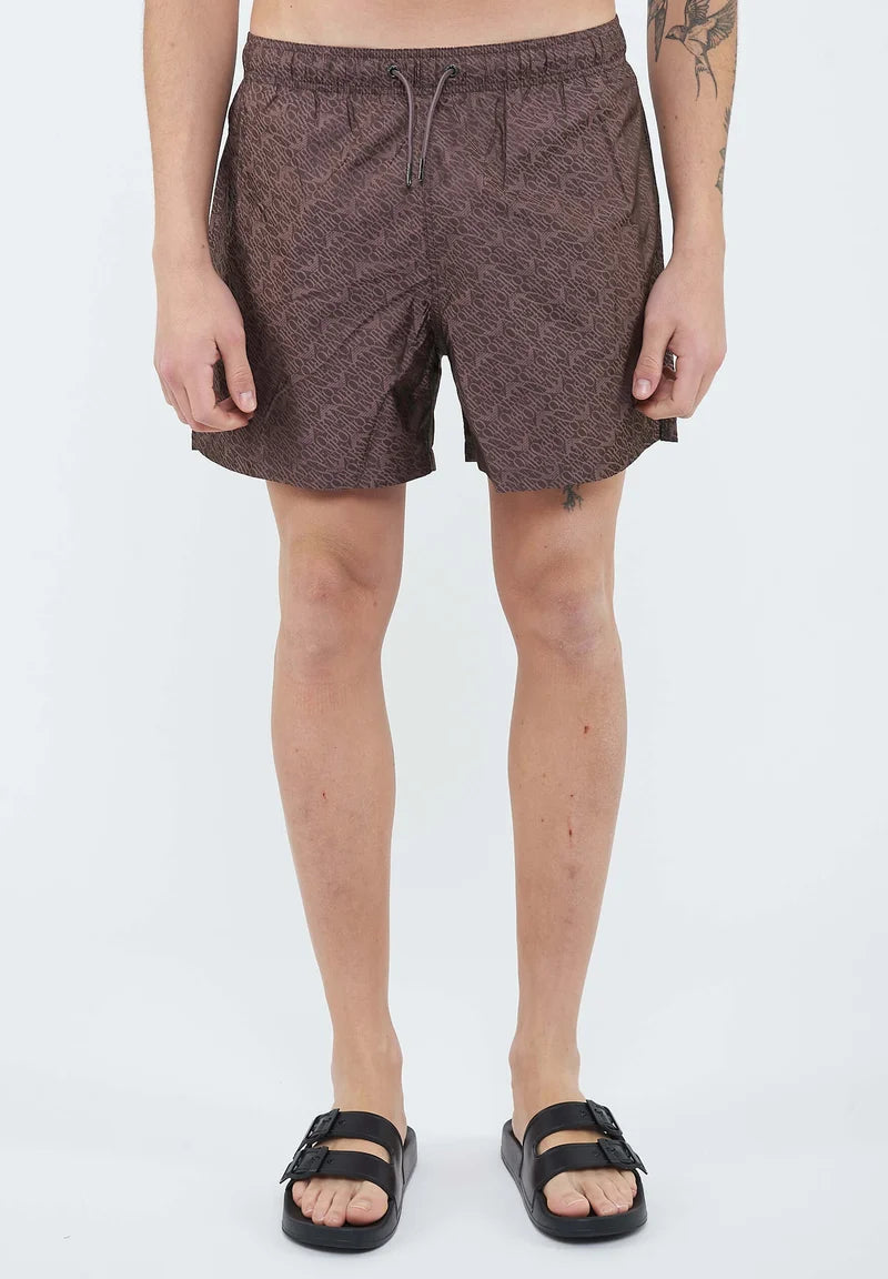 Short de bain avec logo Emporio Armani EA7 – Choco Mauve