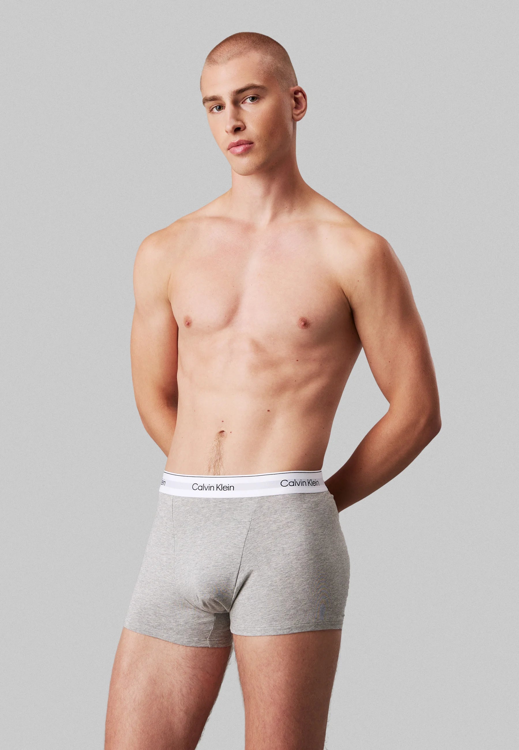 Calvin Klein Icon Cotton Stretch Relaxed Fit Trunks – 3 Pack – Black, White, Grey Heather