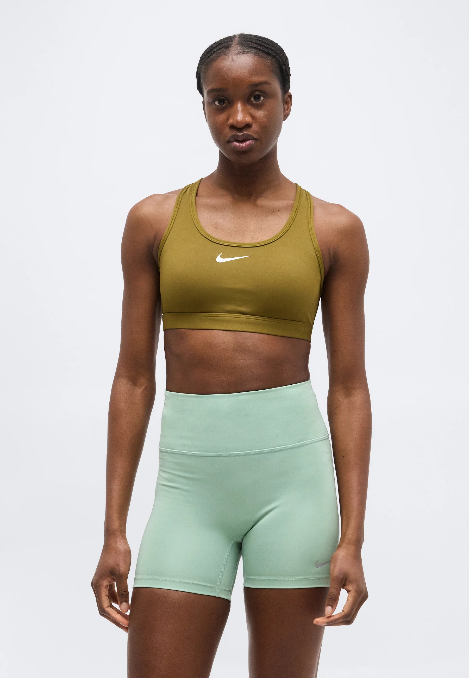 Nike Medium Support Sports Bra – Olive Flak, White