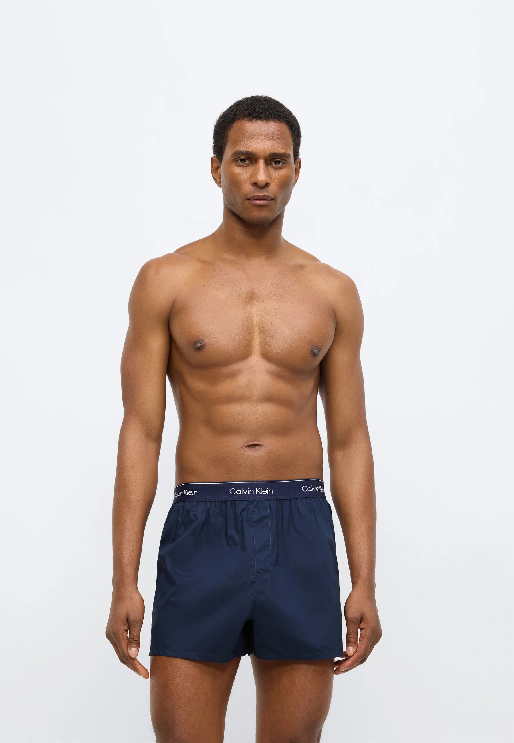 Boxer slim Calvin Klein Icon in cotone elasticizzato - Confezione da 3 - Shoreline, Blu scuro, Grigio nebbia