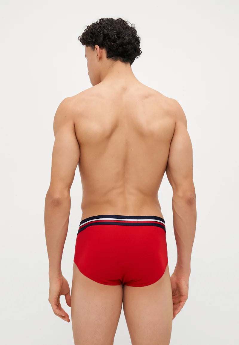 Lacoste Stretch Cotton Briefs 3 Pack – Navy Blue, Silver Chine, Red
