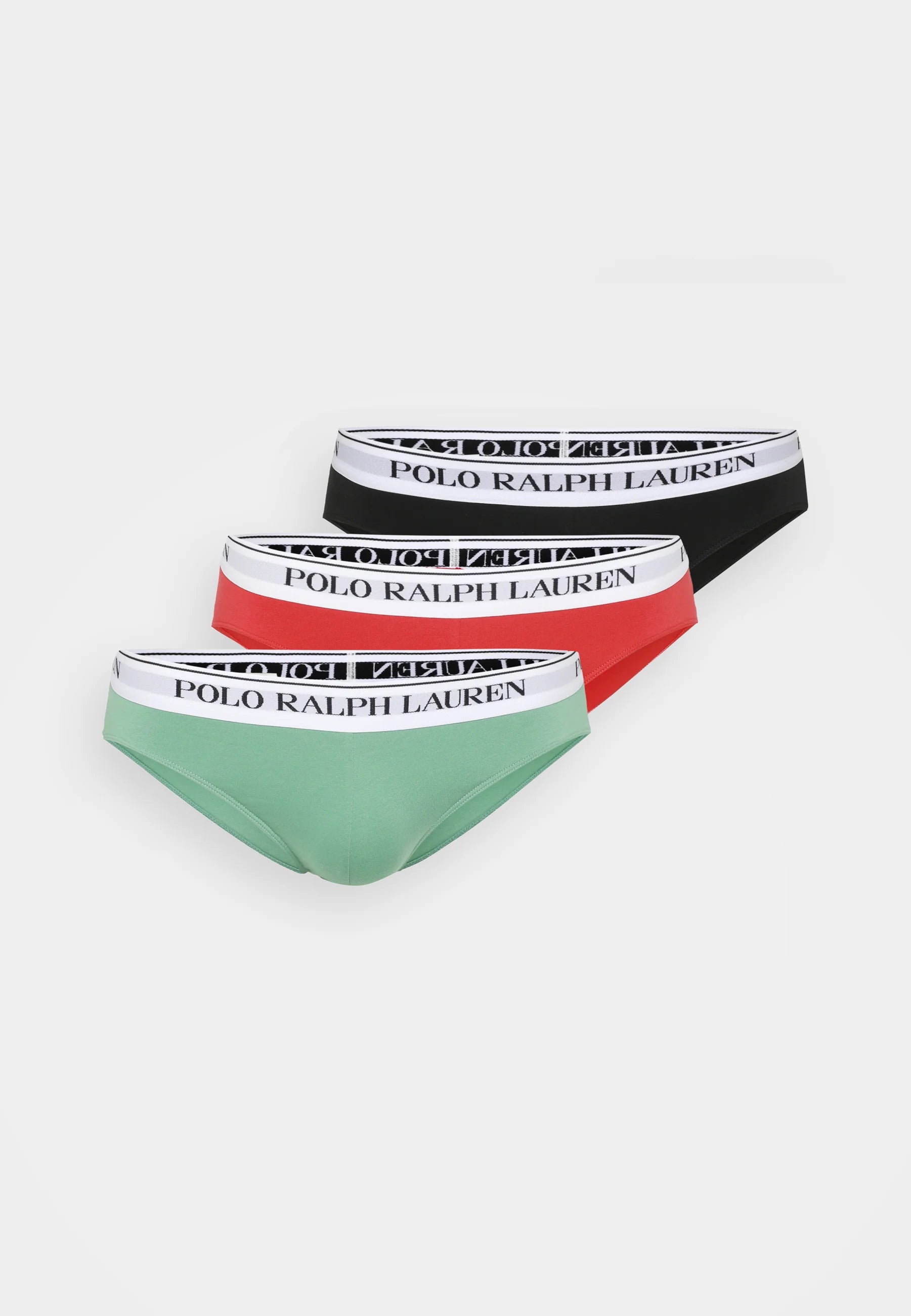 Polo Ralph Lauren Cotton Stretch Briefs – Low Rise – 3 Pack – Green, Sunrise Red, Black