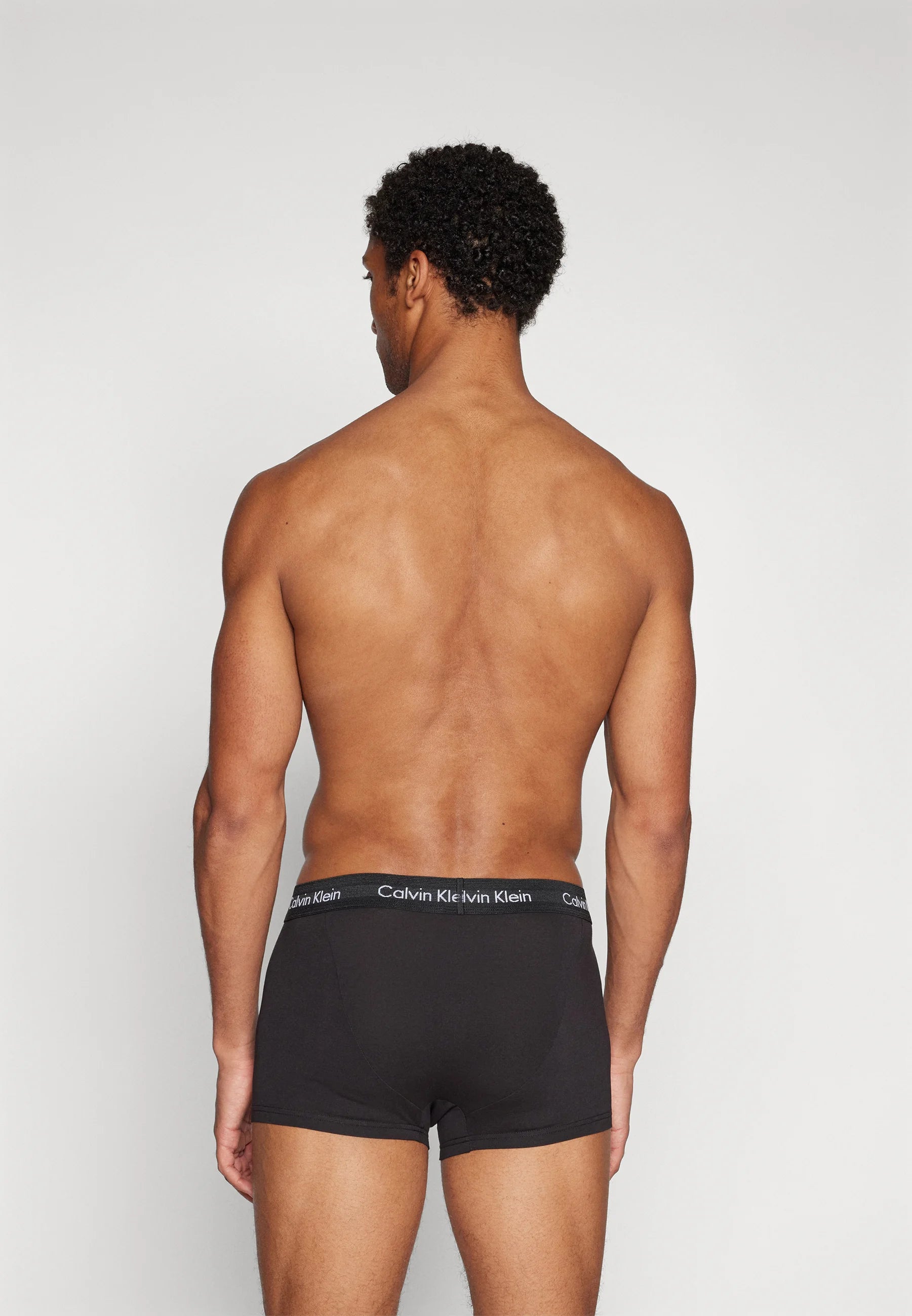 Calvin Klein Cotton Stretch Trunks – 3 Pack – Black , Grey , Black with Logo Print