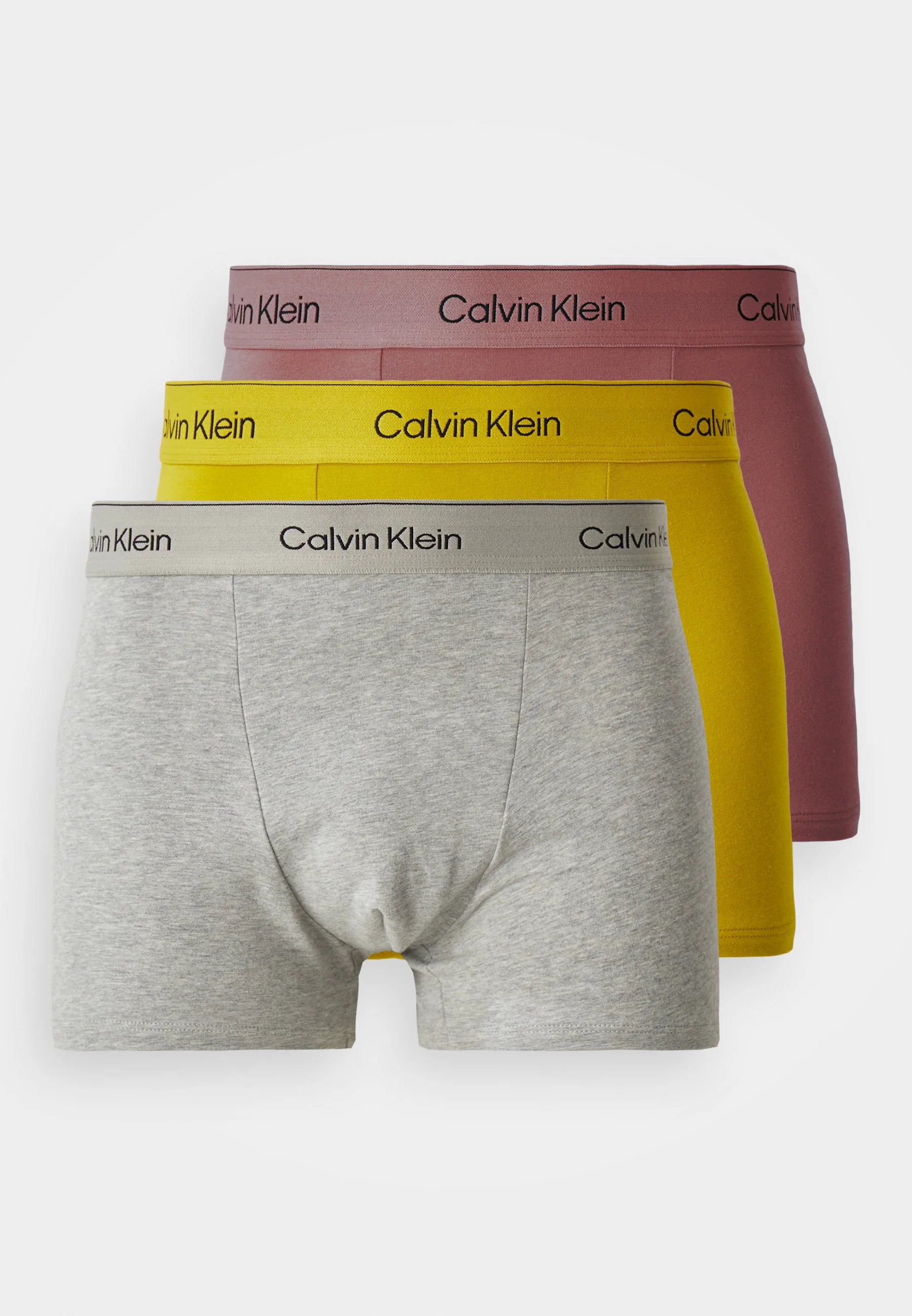 Calvin Klein Icon Cotton Stretch Relaxed Fit Trunks – 3 Pack – Capri Rose, Grey Heather, Antique Moss