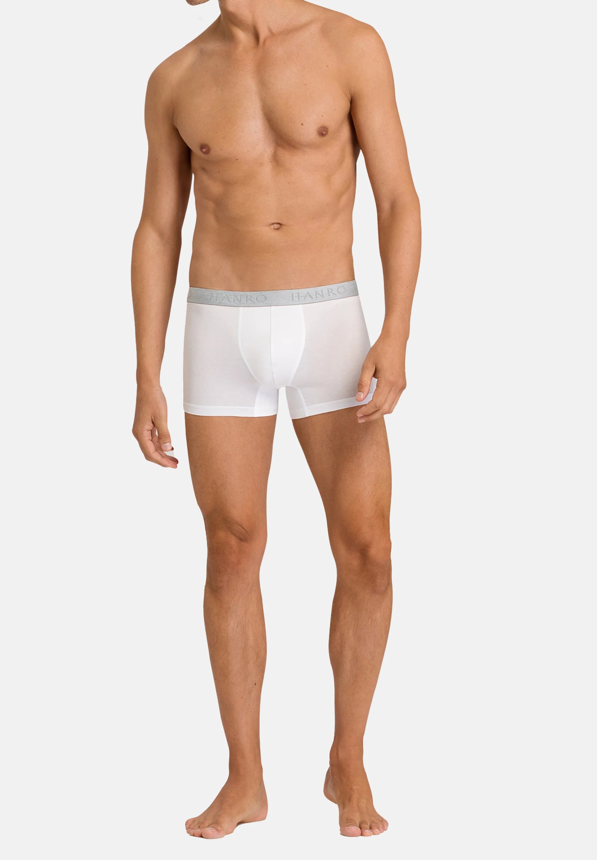 HANRO Lot de 4 boxers en coton stretch – Blanc, Gris