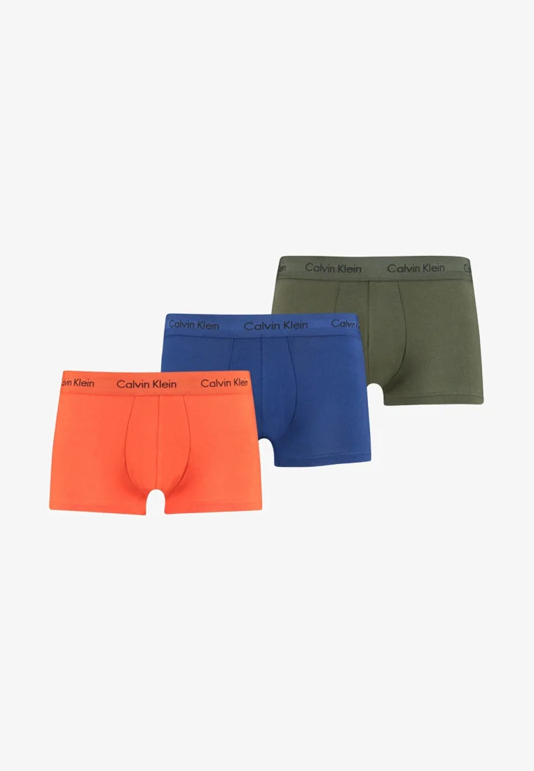 Calvin Klein Cotton Stretch Trunks – 3 Pack – oranžová, modrá, olivová