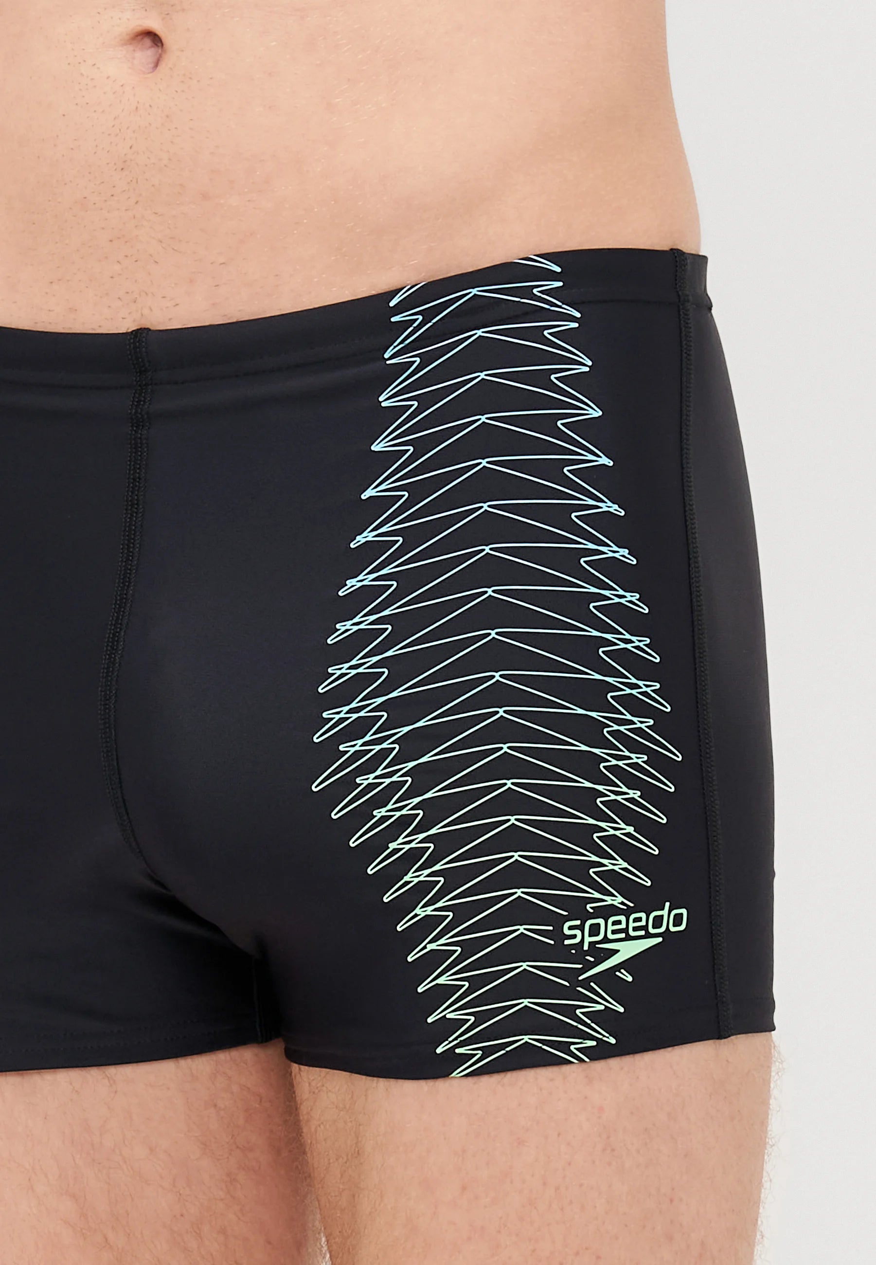 Speedo Tech Print Aquashort – Black, Alfalfa Green