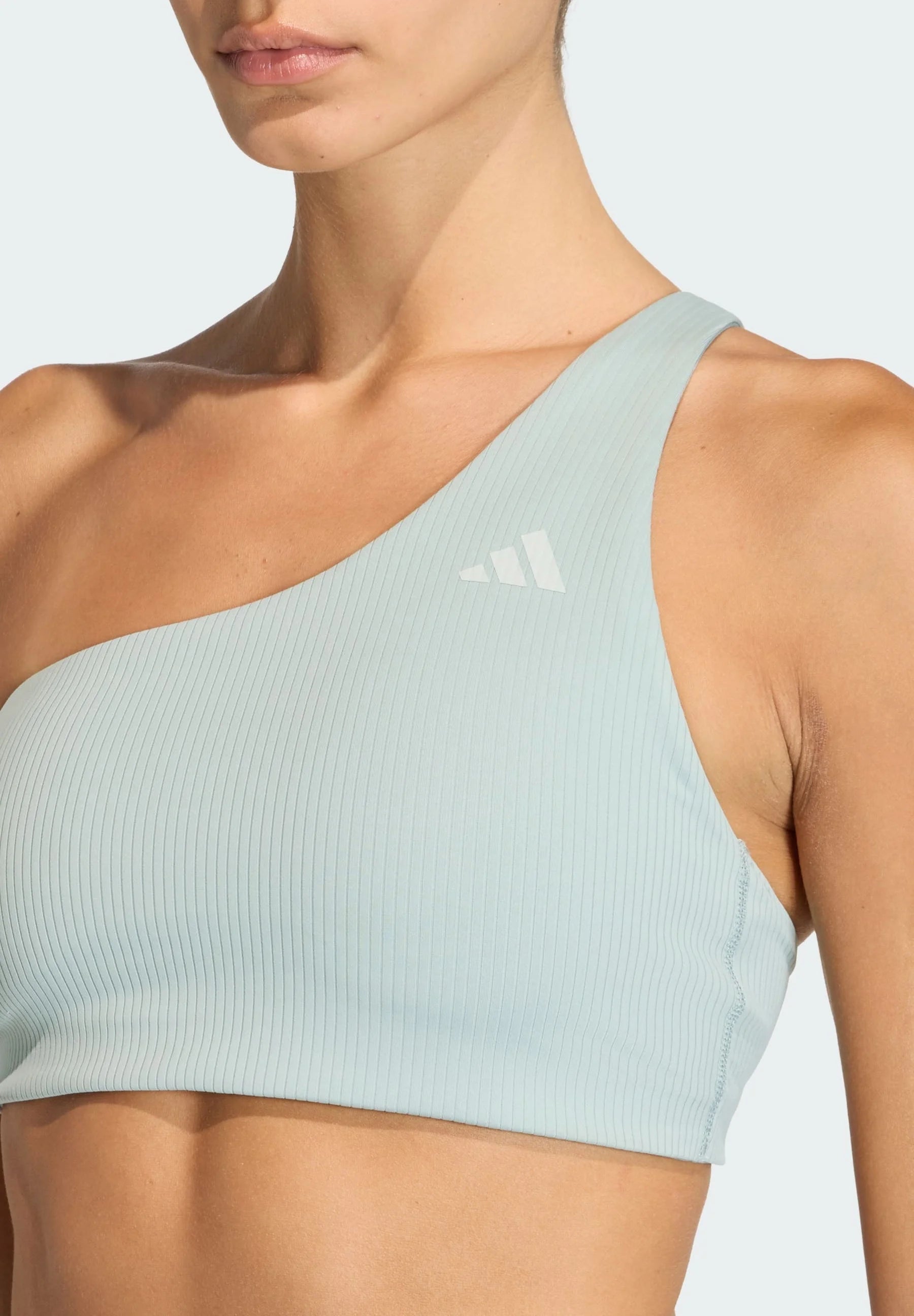 Adidas Performance Optime Workout Rib One Shoulder Light Support Bra – Sage