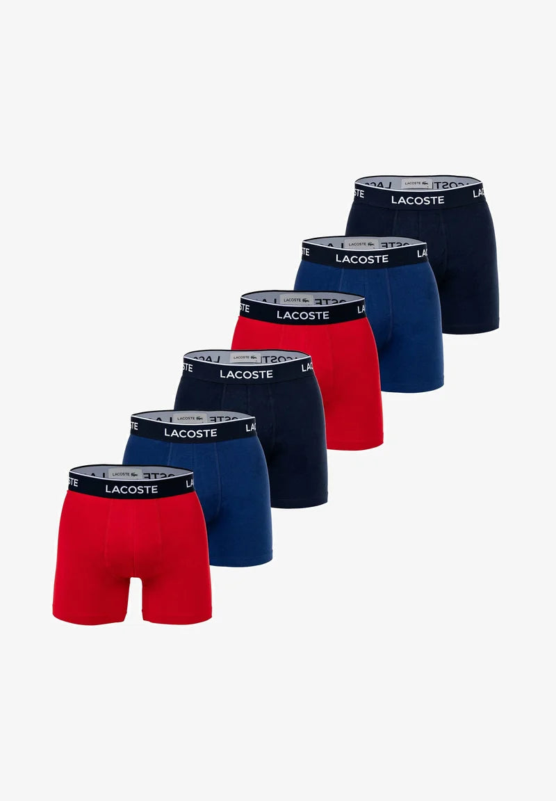 Lacoste 6er-Pack Stretch-Unterhosen mit Logobund – Dunkelblau, Rot