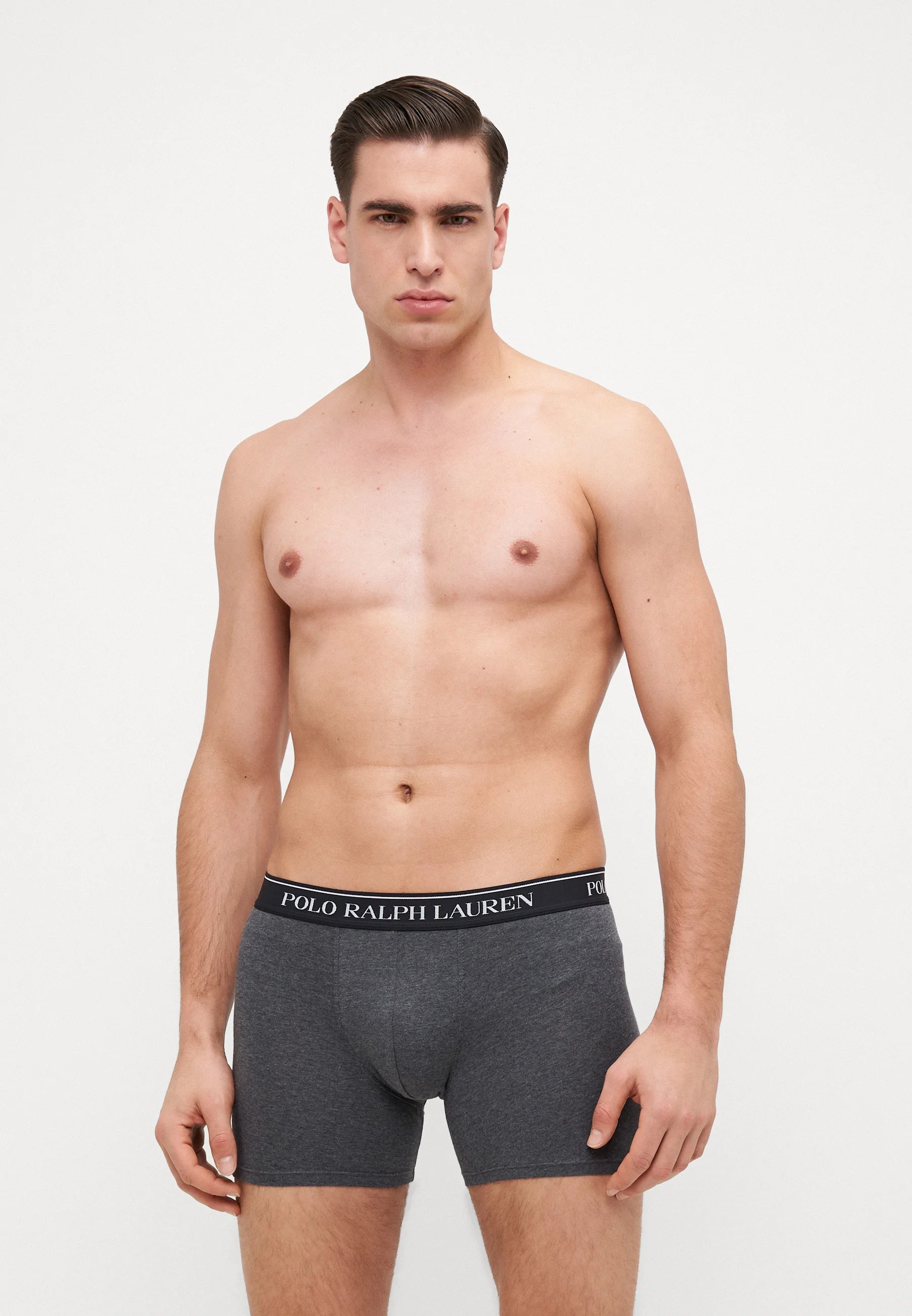 Polo Ralph Lauren Boxer en coton stretch – Lot de 3 – Vert, Gris, Noir