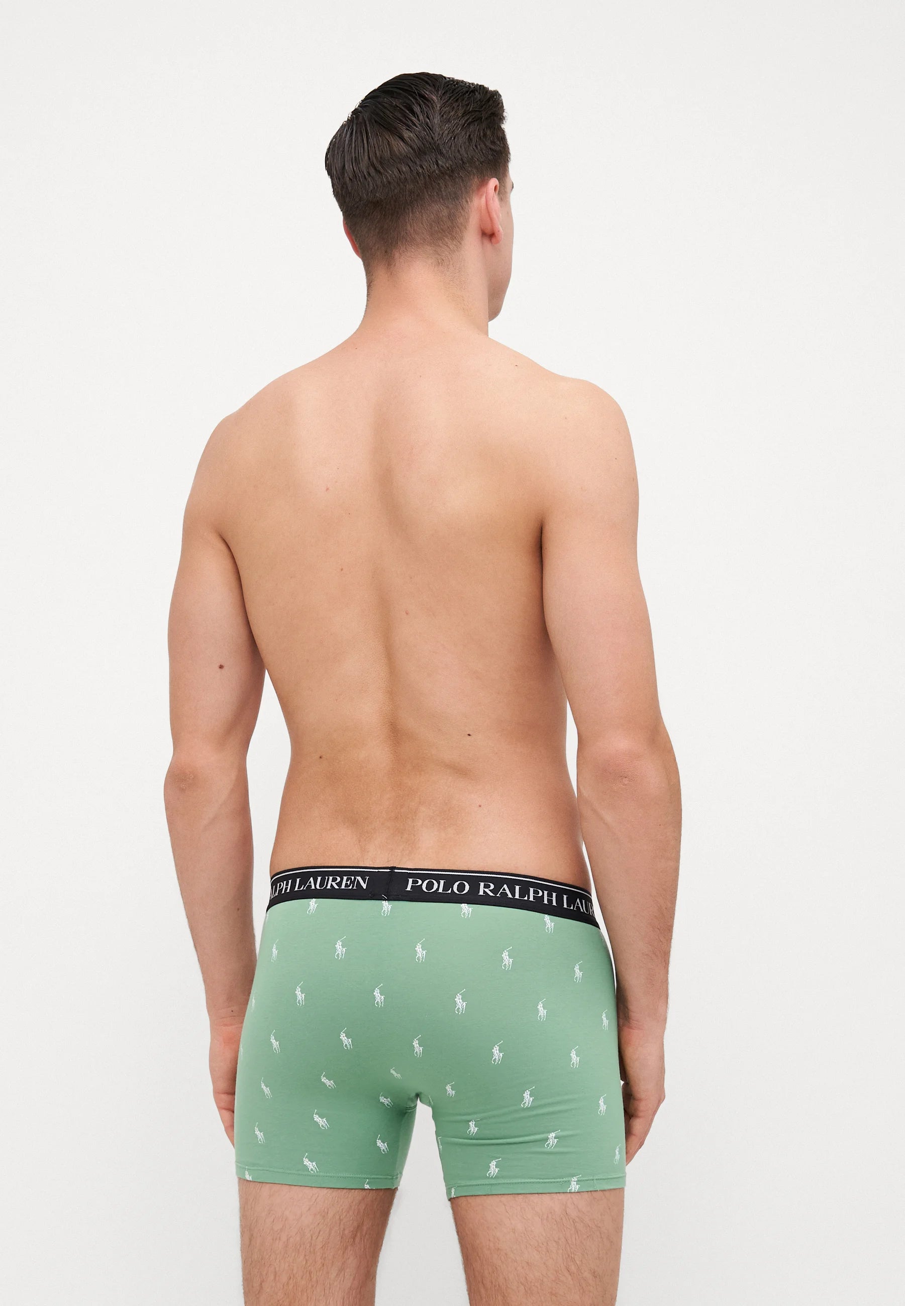 Polo Ralph Lauren Boxer en coton stretch – Lot de 3 – Vert, Gris, Noir