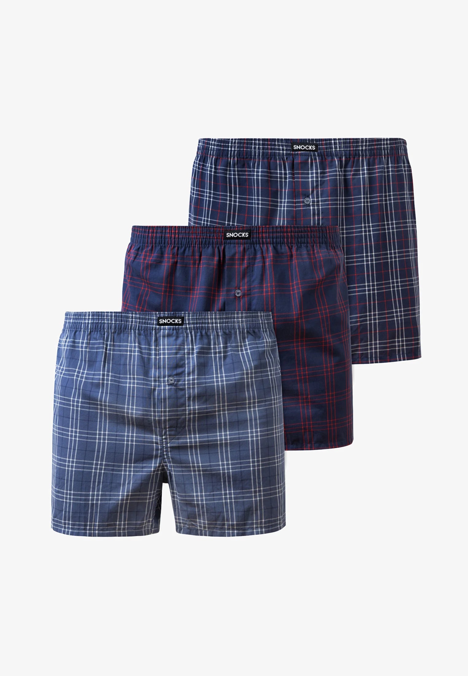 SNOCKS American 3 Pack Boxer Shorts – Large Check Pattern