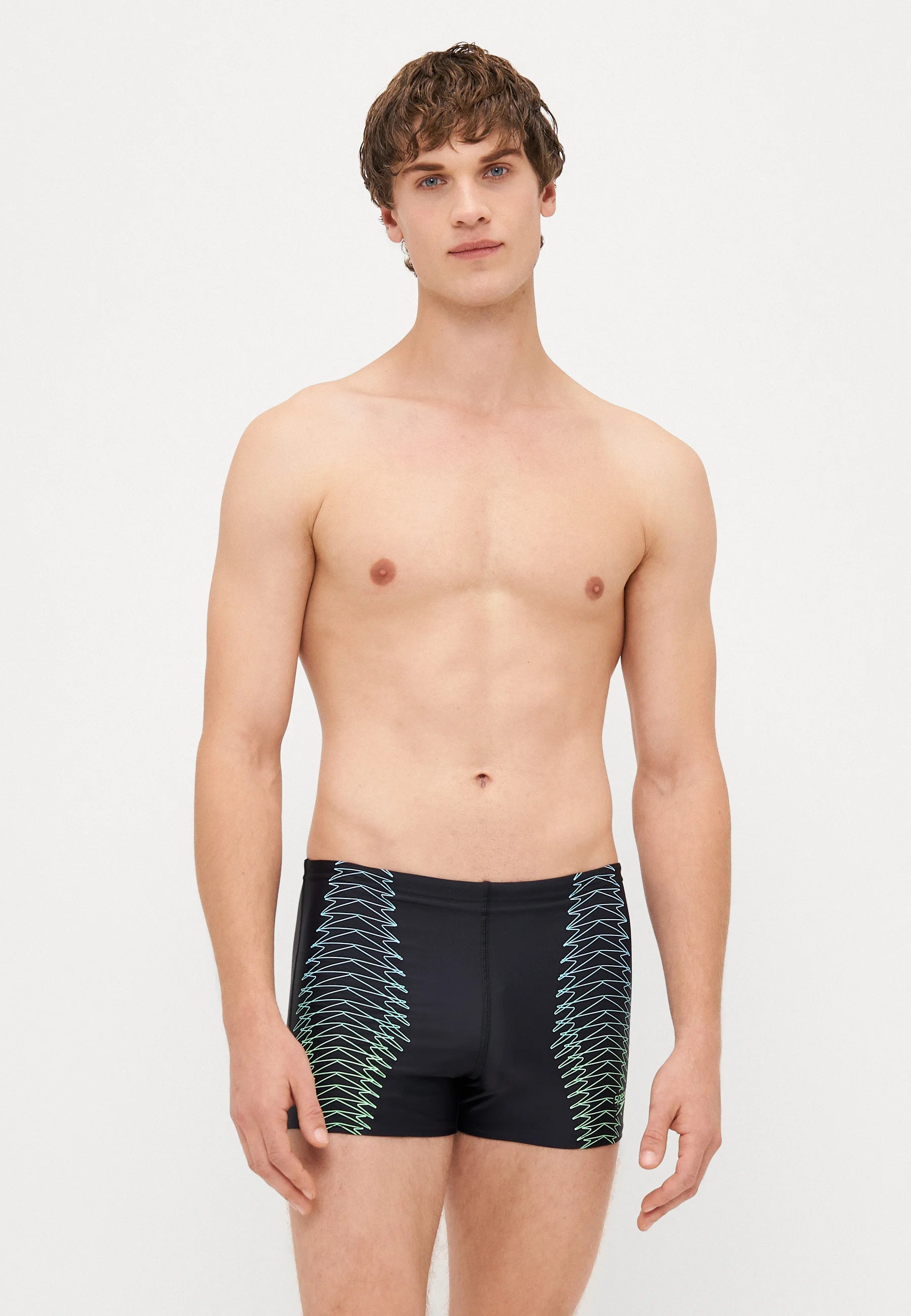 Speedo Tech Print Aquashort – Black, Alfalfa Green