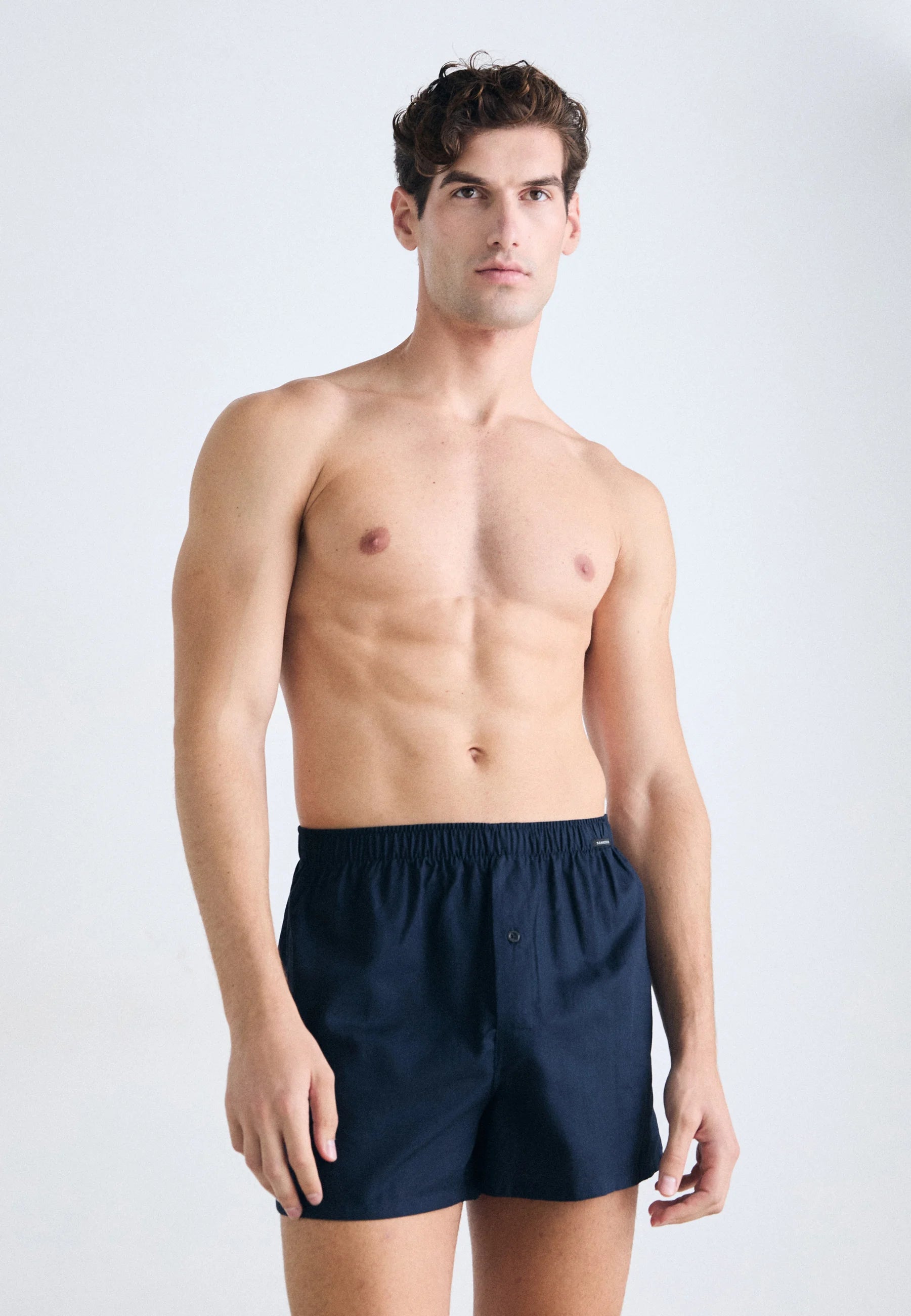 Klasické bavlněné boxerky Schiesser 2 Pack – tmavě modré, světle šedé