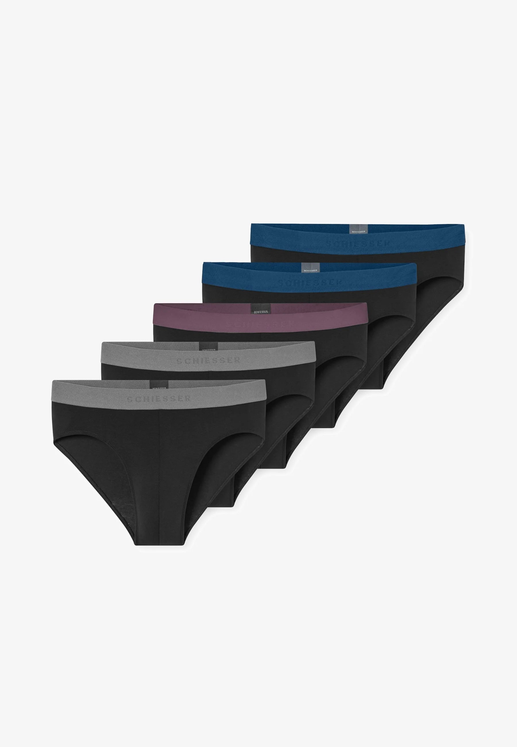 Slip Schiesser Essential in cotone – Nero, Grigio, Blu
