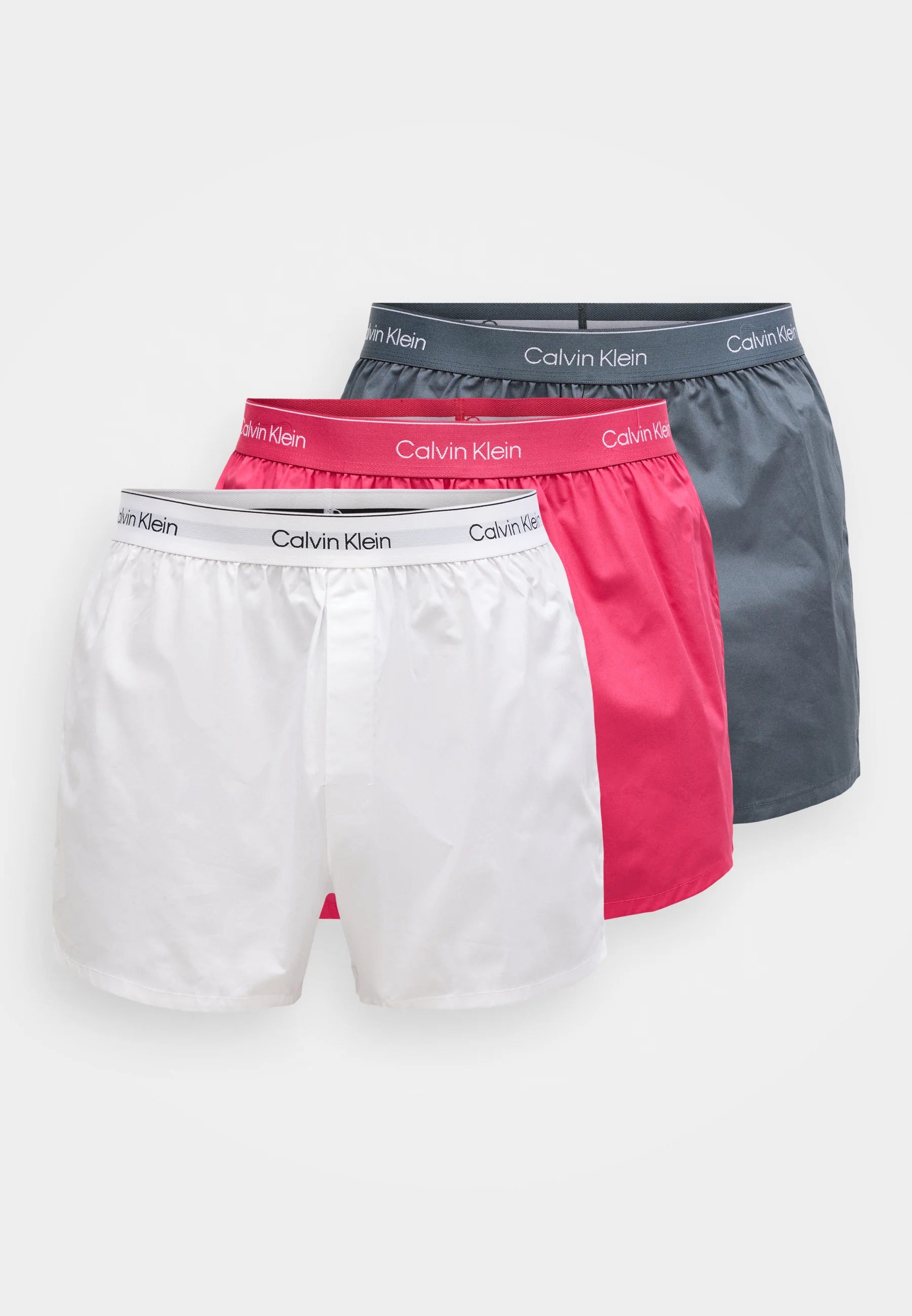 Calvin Klein Icon Cotton Stretch Slim Boxer Shorts – Lot de 3 – Turbulence, Blanc