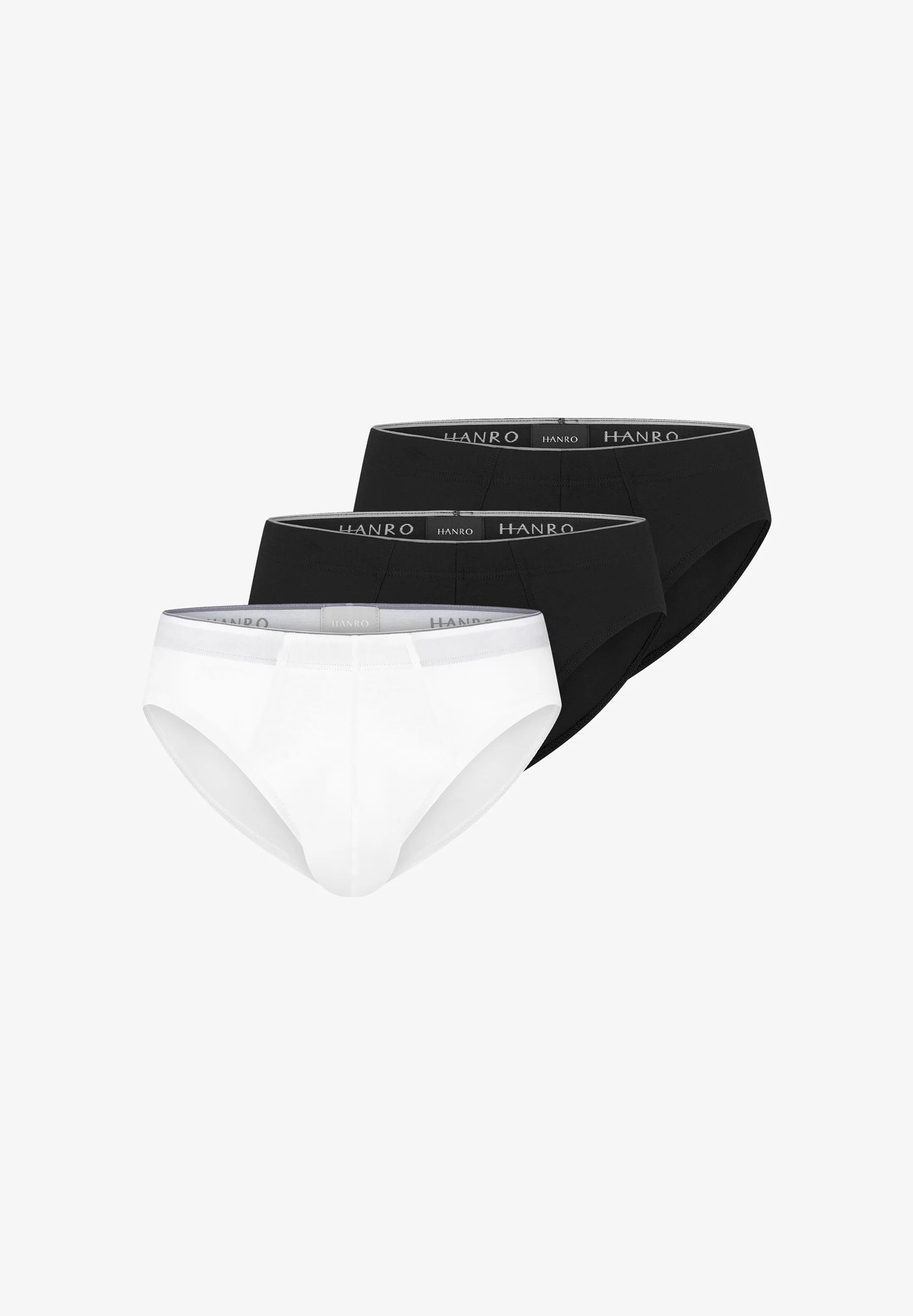 HANRO 3 Pack Briefs – White, Black , Black