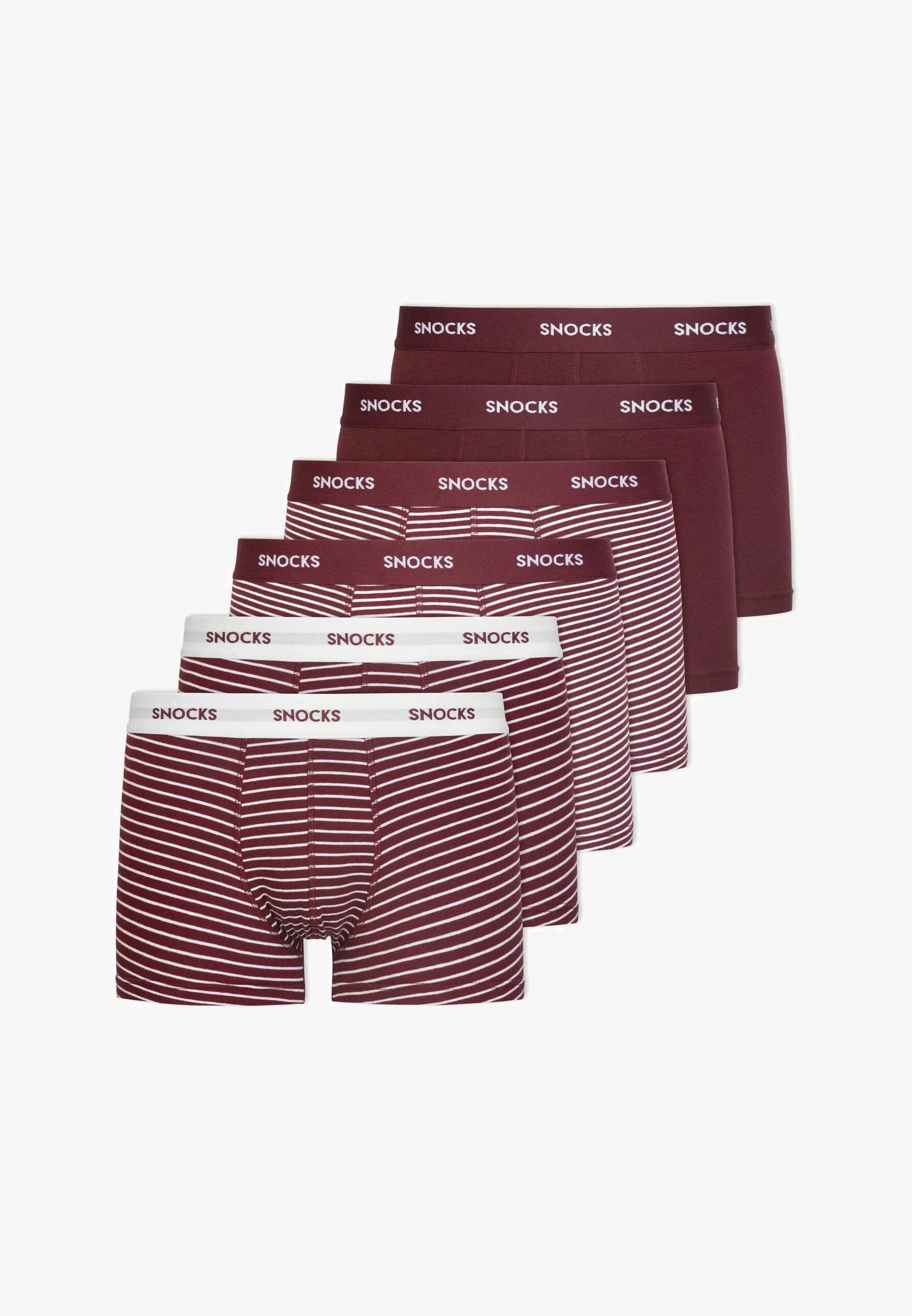 SNOCKS Lot de 6 boxers avec ceinture colorée – Ensemble à rayures rouges