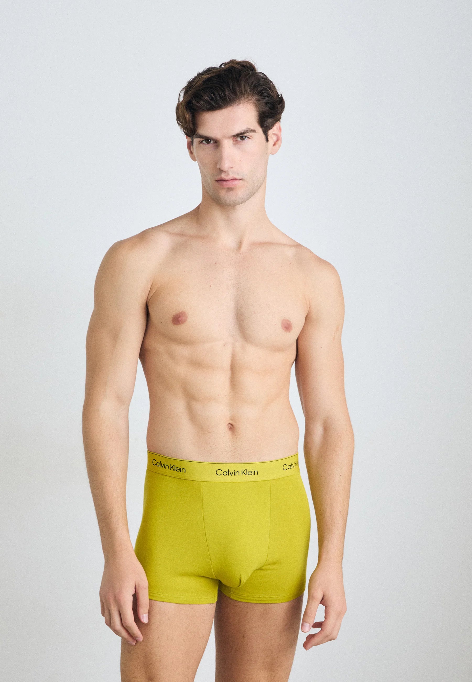 Calvin Klein Icon Cotton Stretch Relaxed Fit Trunks – 3 Pack – Capri Rose, Grey Heather, Antique Moss