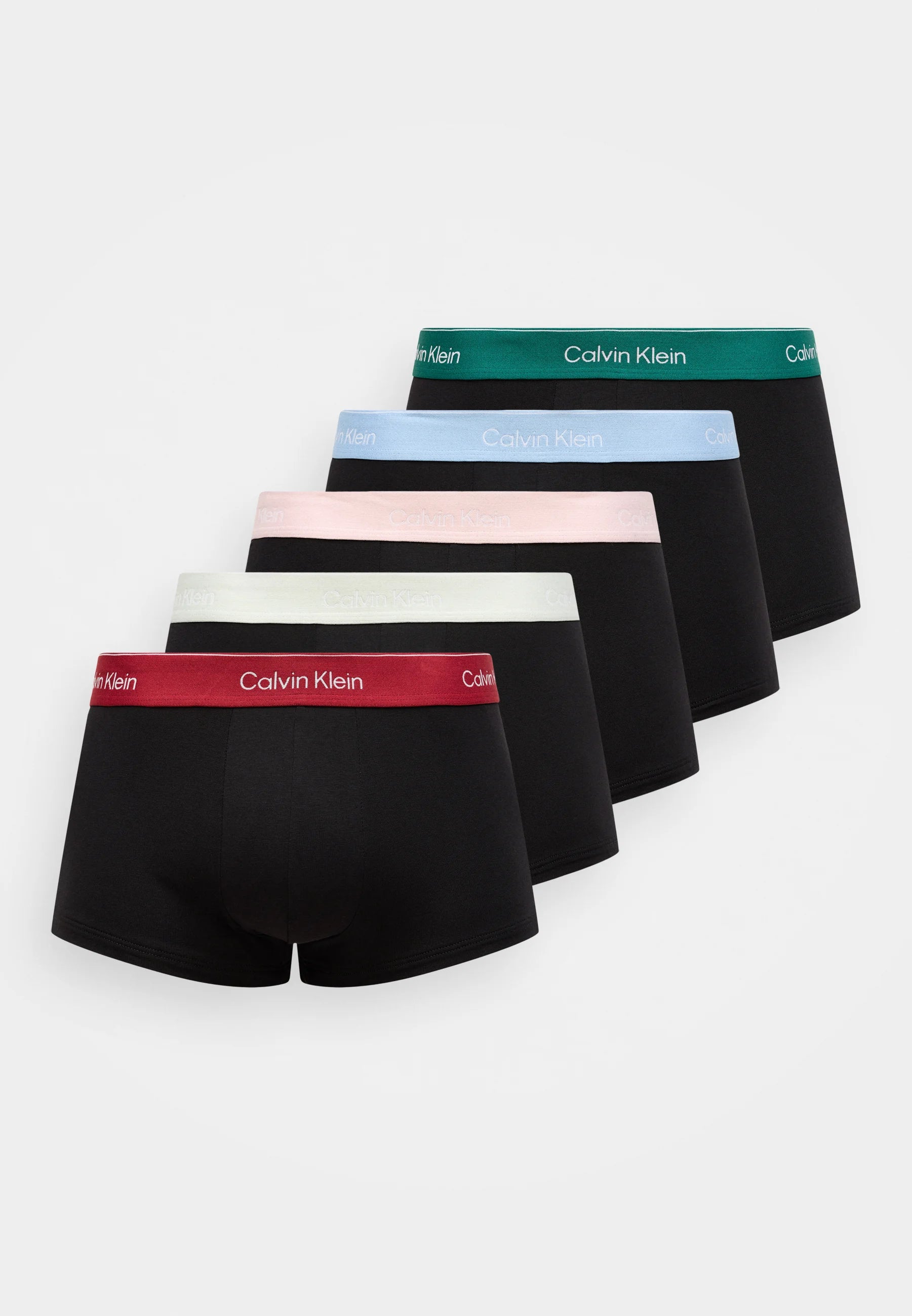Calvin Klein Icon Cotton Stretch Low Rise Trunks – 5 Pack – Black Bodies, Fall Berry, Frozen