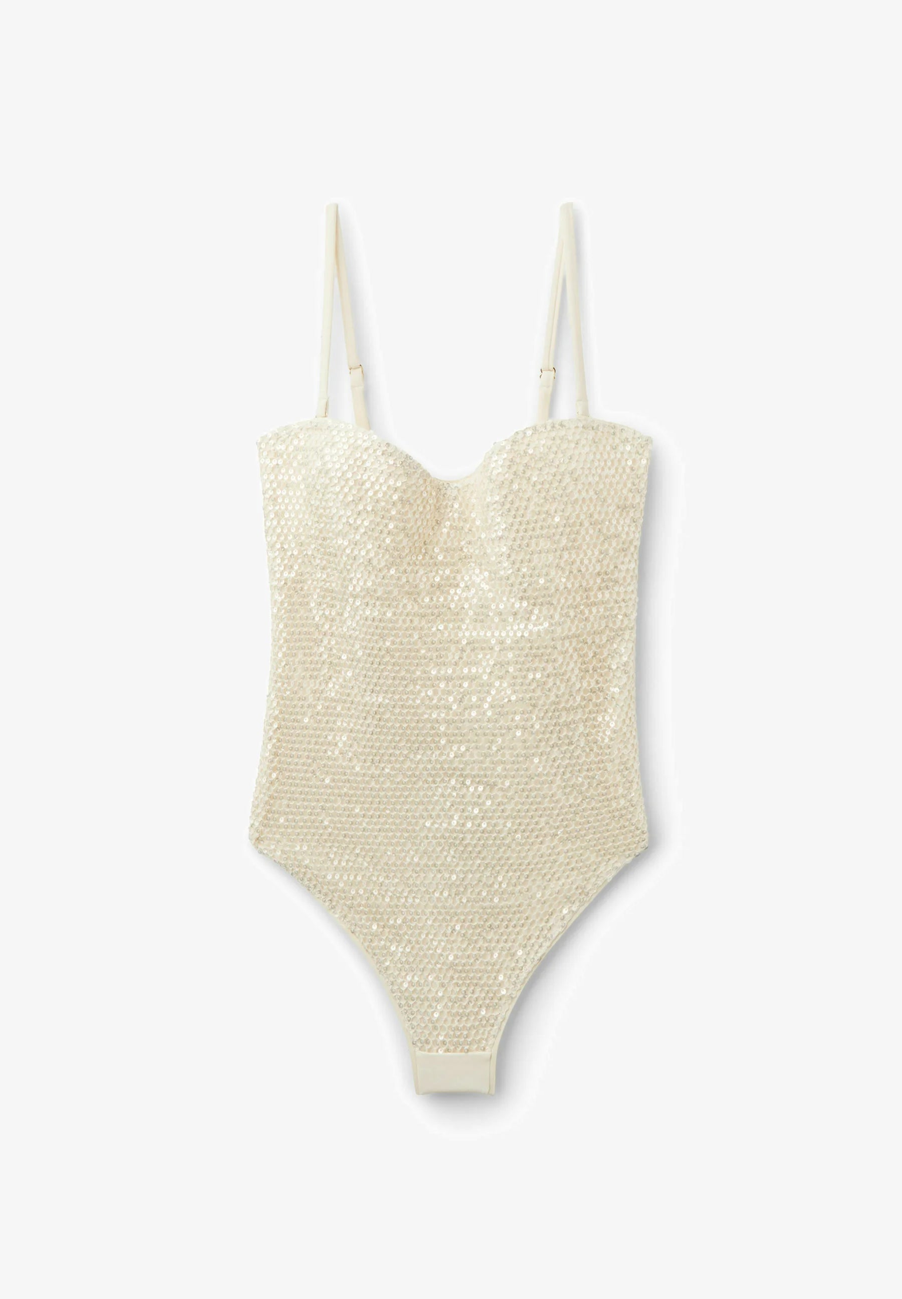 Calzedonia Pailletten-Netz-Badeanzug – Weiß