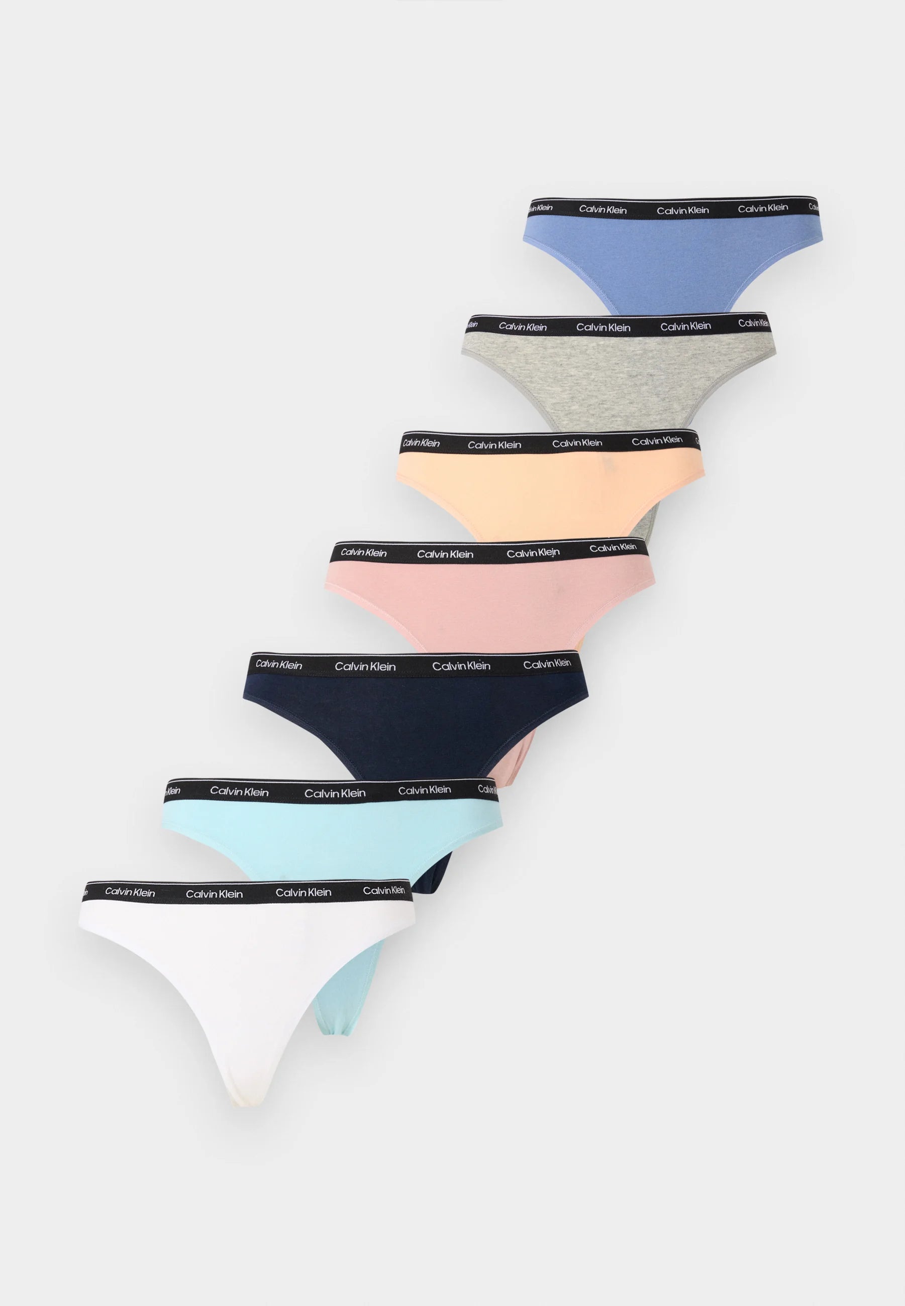 Calvin Klein Icon Logo 7-Pack Thongs – Shoreline, Grey Heather, Antarctic Blue
