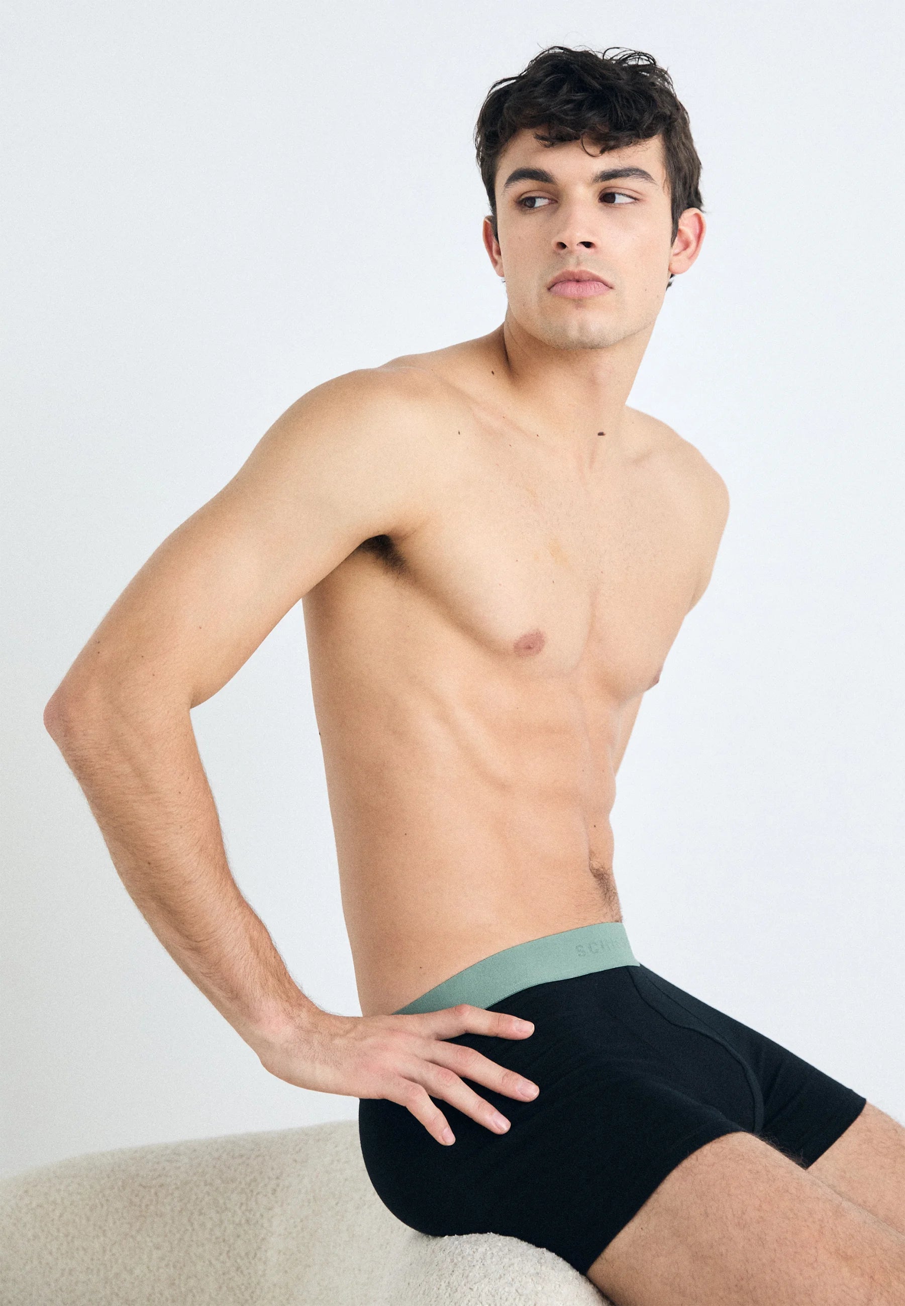 Schiesser Essential Cotton Trunks 3 Pack – tmavě zelená, modrá, černá