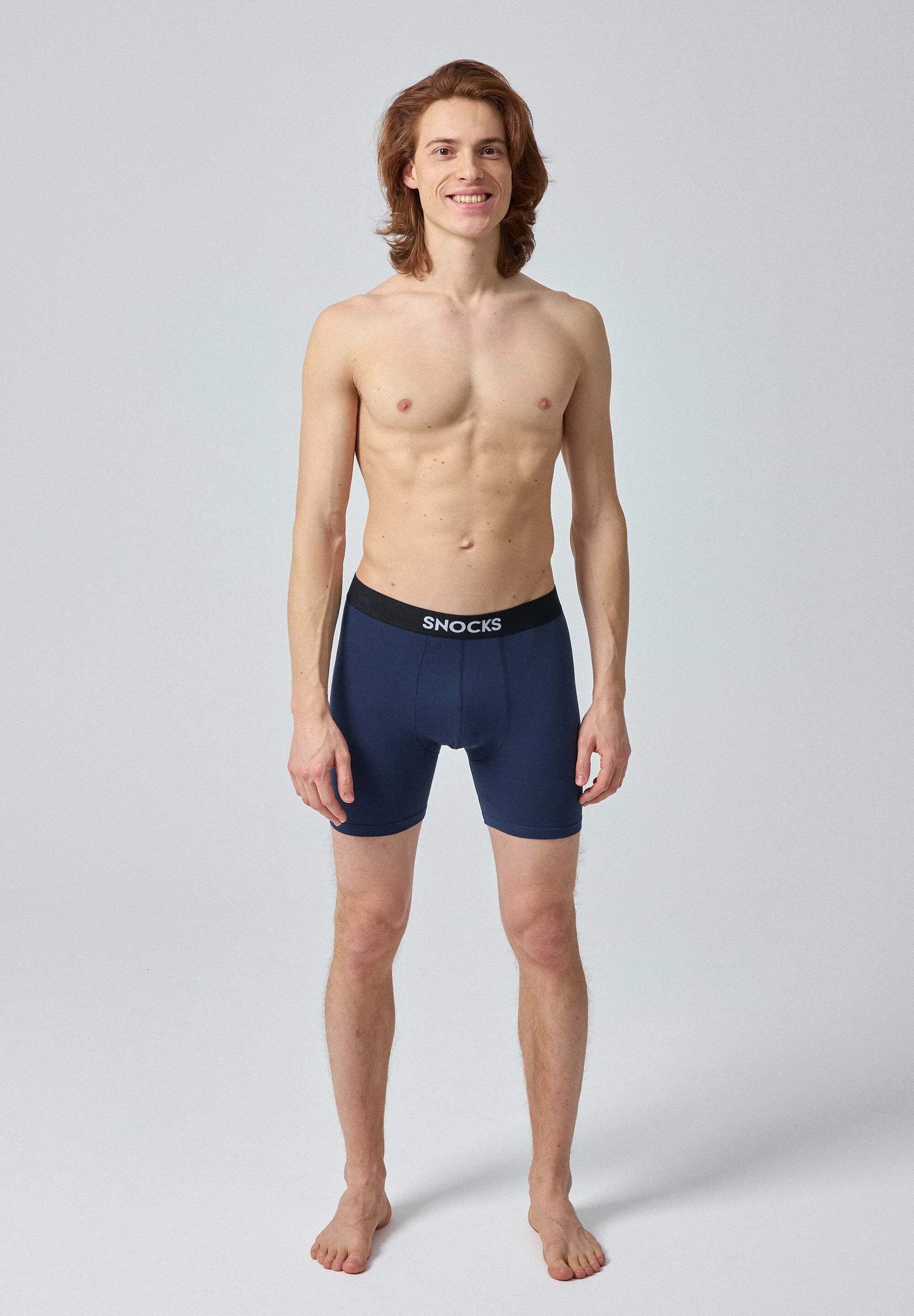 Slip boxer a gamba lunga SNOCKS: rosso, oliva, blu