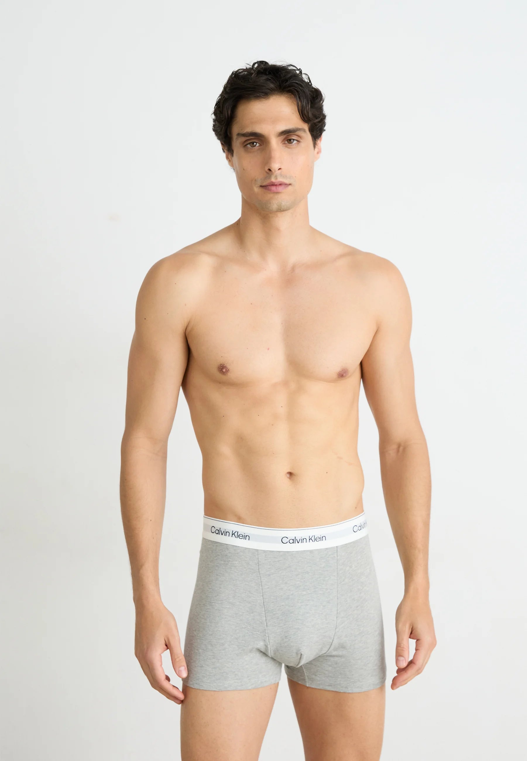 Calvin Klein Icon Cotton Stretch Relaxed Fit Trunks – 3 Pack – Shoreline, Grey Heather, Lively Teal