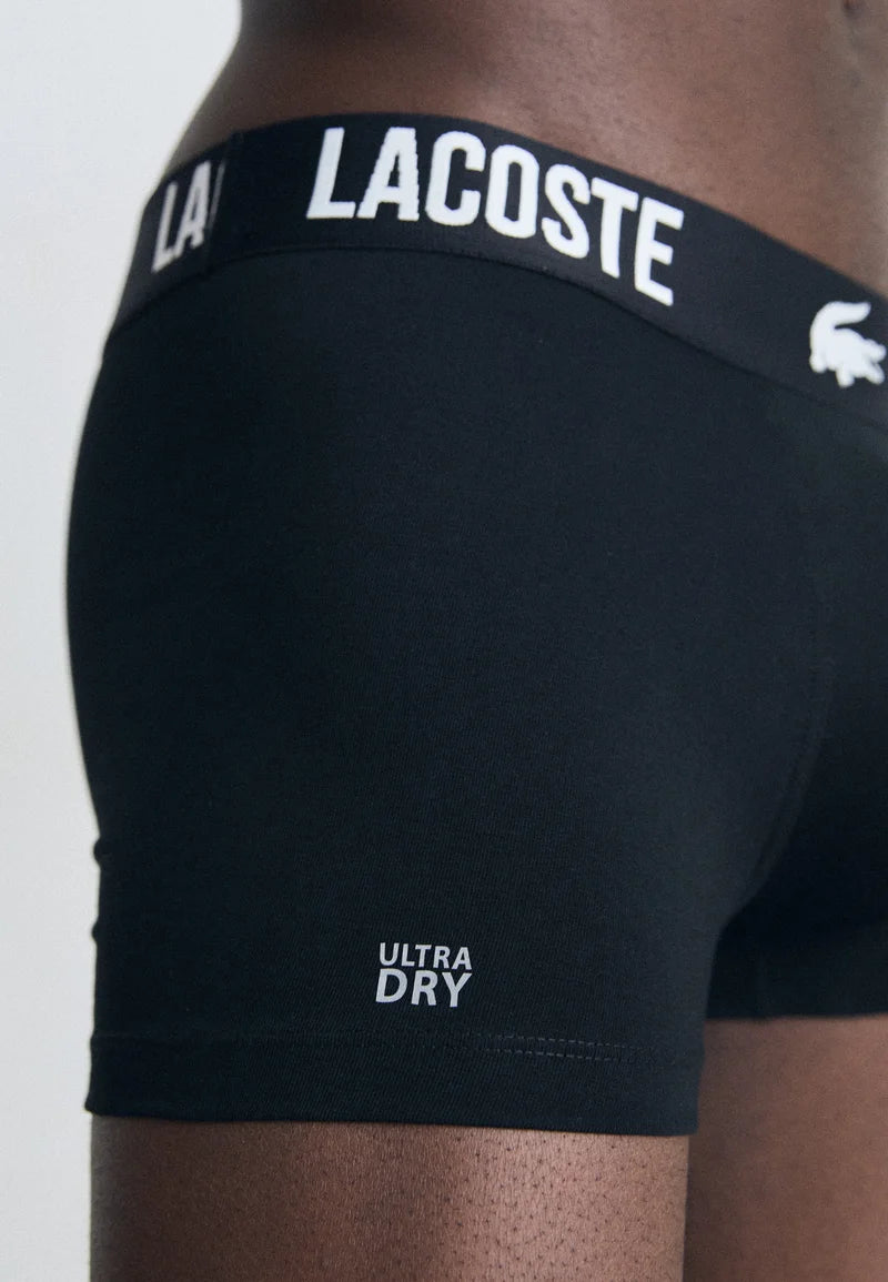 Lacoste Classic Stretch Trunks 3 Pack – Black, Dark Grey, Red