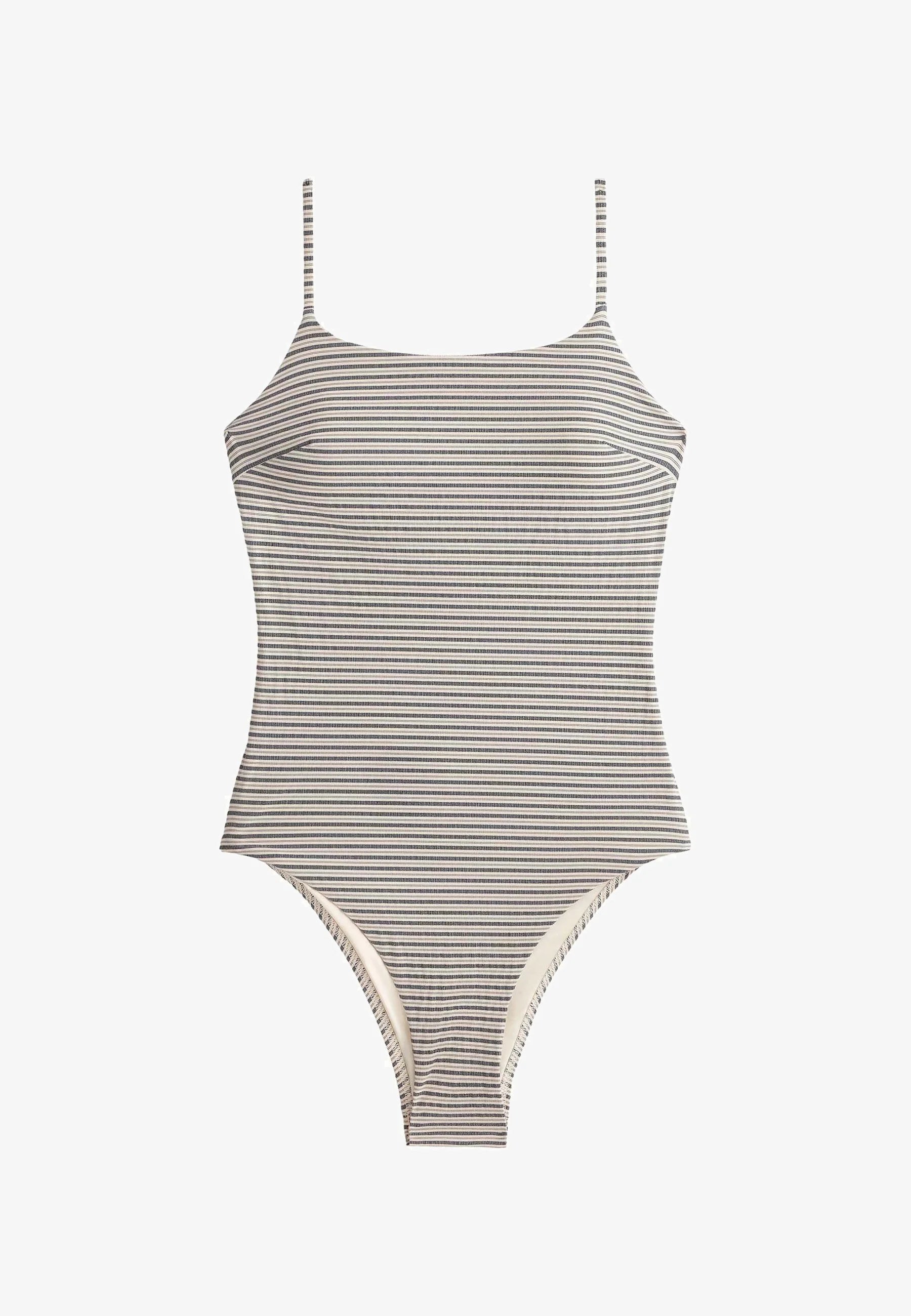 OYSHO Stripe Triangle One-Piece Swimsuit – Beige
